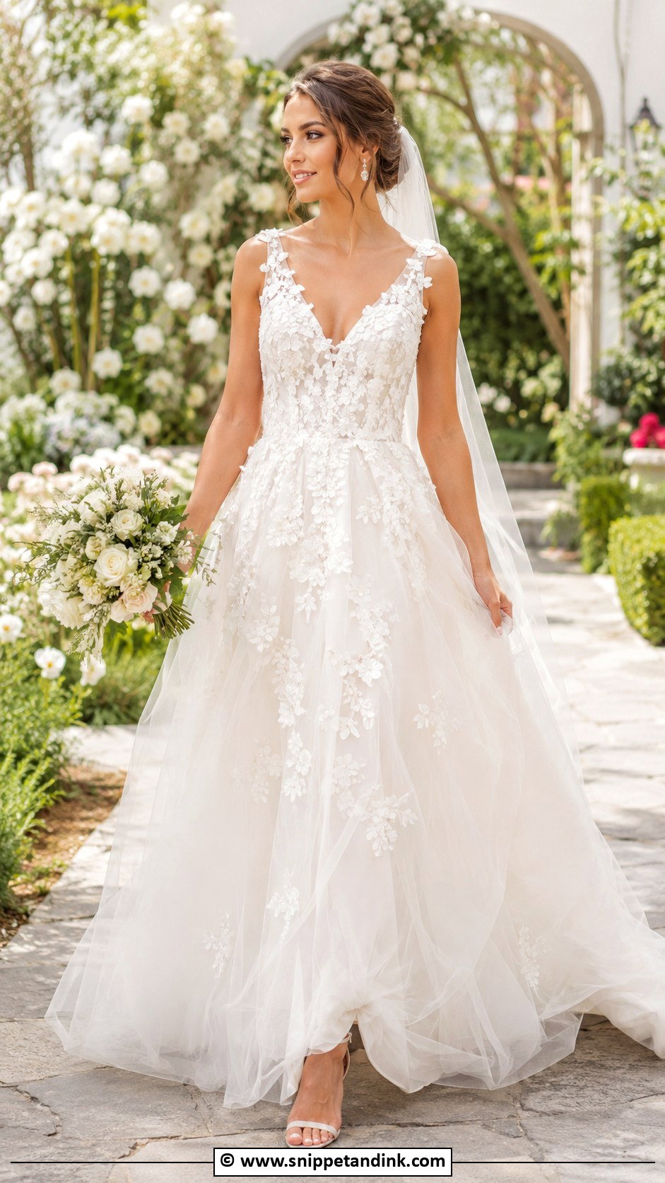 Floral Applique Wedding Dress - Snippet and Ink - 35 Wedding Dresses