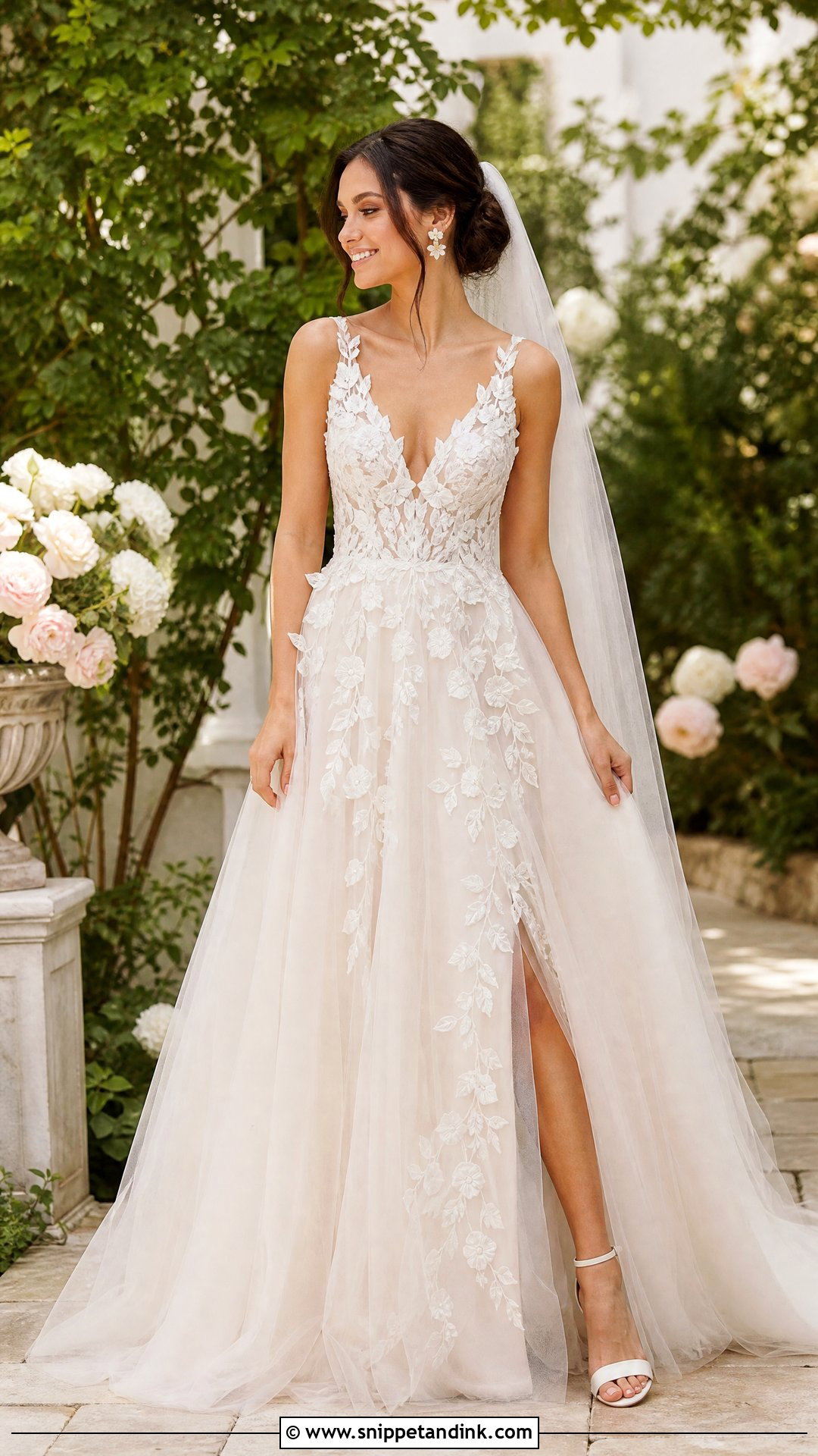 Floral Applique Wedding Dress - Snippet and Ink - 25 Embellished Wedding Dress Ideas