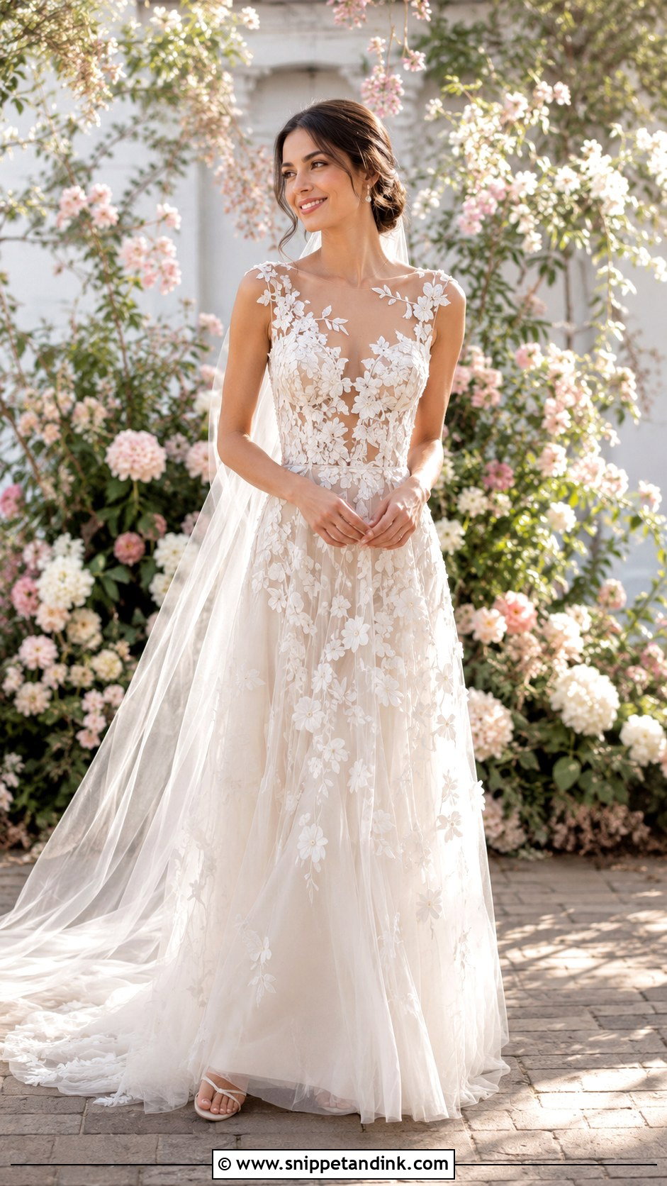 Floral Applique Wedding Dress - Snippet and Ink - 25 Soft Romantic Wedding Dress Ideas