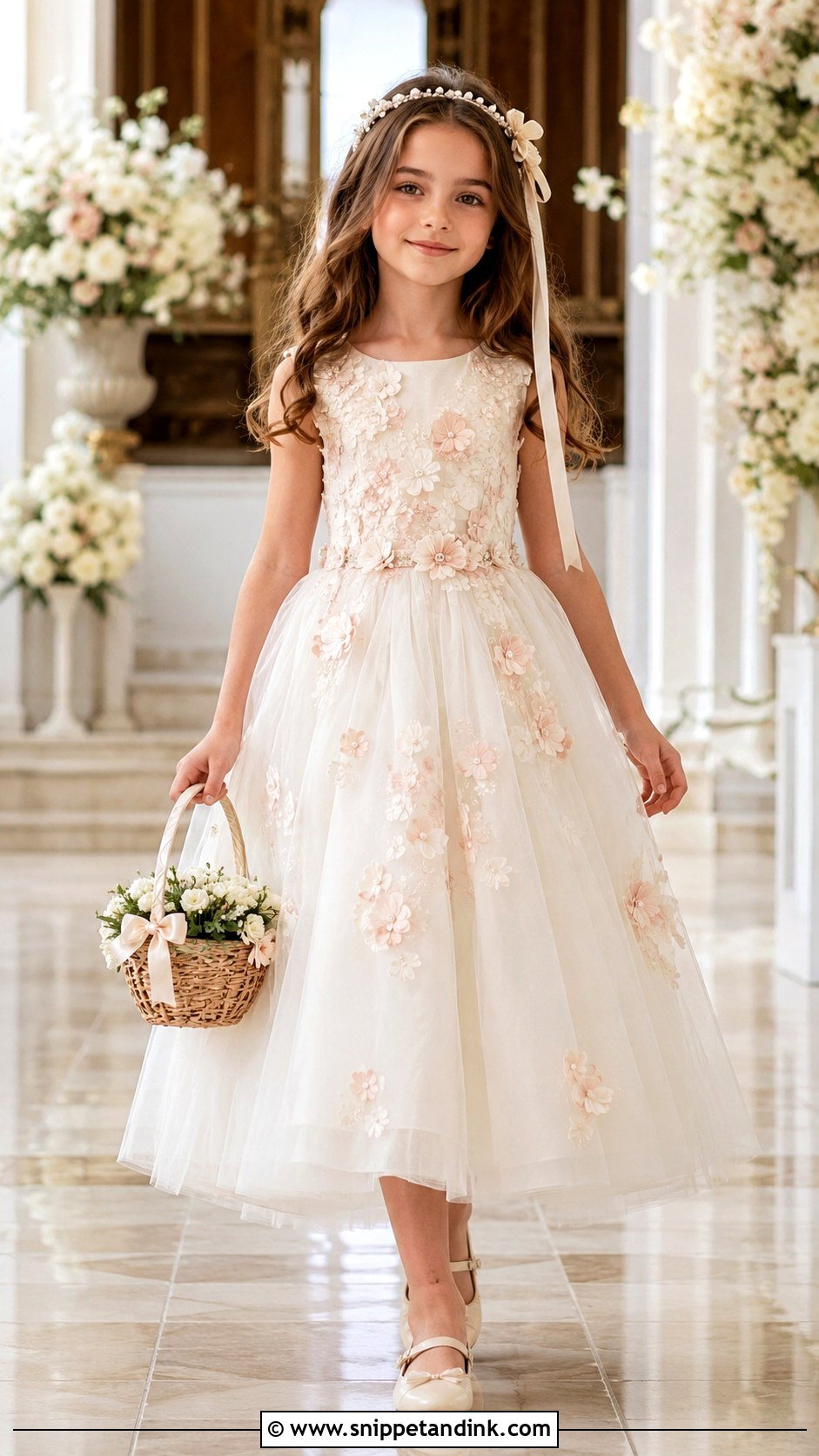 Floral Applique Wedding Dress - Snippet and Ink - 25 Wedding Dresses for Girls