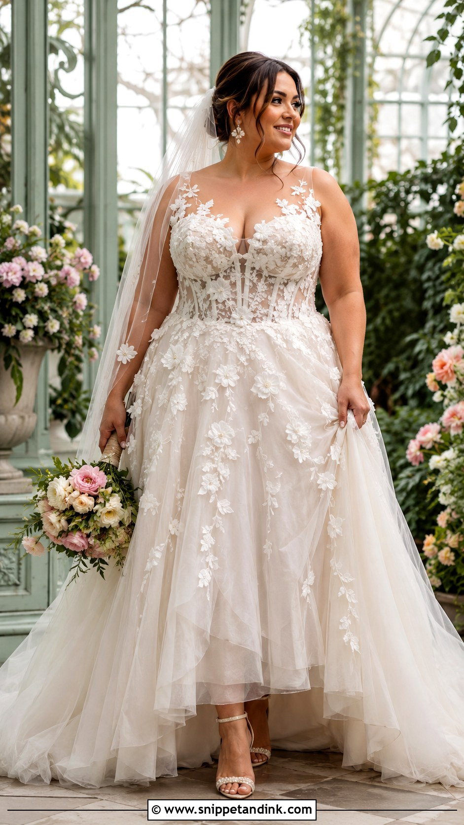 Floral Applique Wedding Dress - Snippet and Ink - 20 Curvy Wedding Dresses