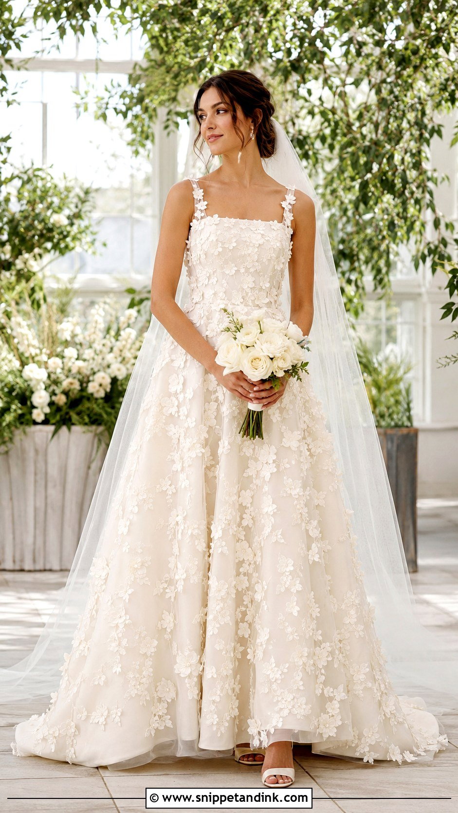 Floral Applique Wedding Dress - Snippet and Ink - 20 Hot Wedding Dress Ideas