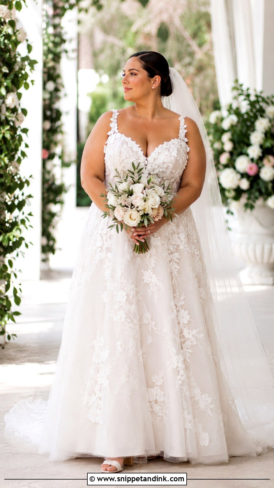 Floral Applique Wedding Dress - Snippet and Ink - 20 Plus Wedding Dresses