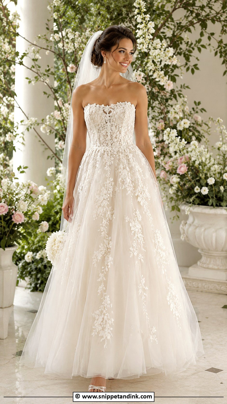 Floral Applique Wedding Dress - Snippet and Ink - 30 2000s Wedding Dress Ideas
