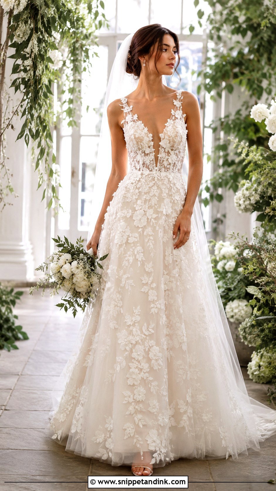 Floral Applique Wedding Dress - Snippet and Ink - 20 Popular Wedding Dresses