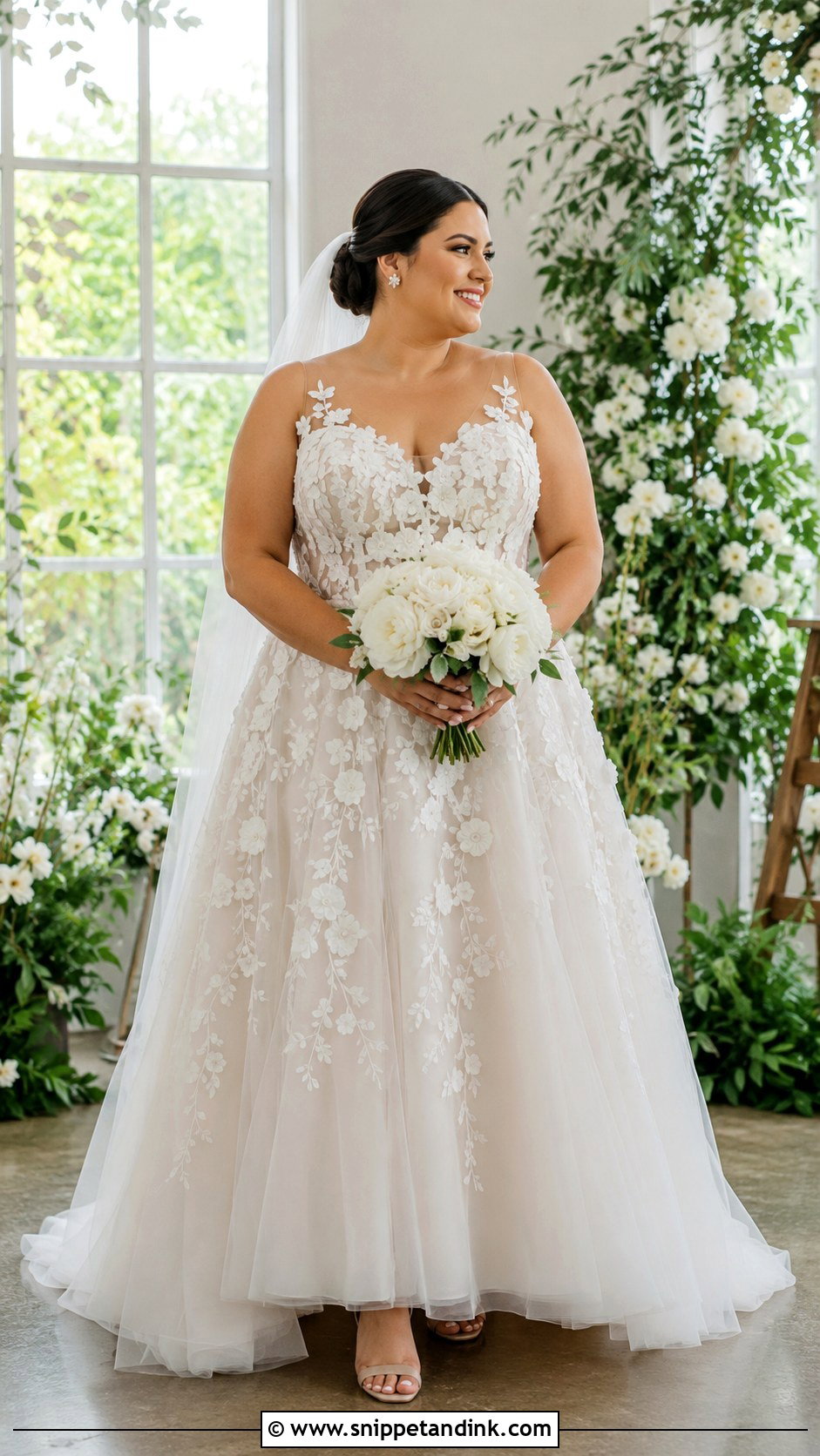 Floral Applique Wedding Dress - Snippet and Ink - 20 Wedding Dresses for Midsize Brides