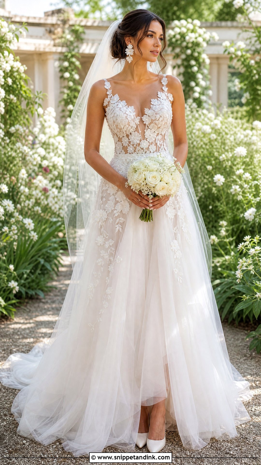 Floral Applique Wedding Dress - Snippet and Ink - 25 Dreamy Romantic Elegant Wedding Dress Ideas