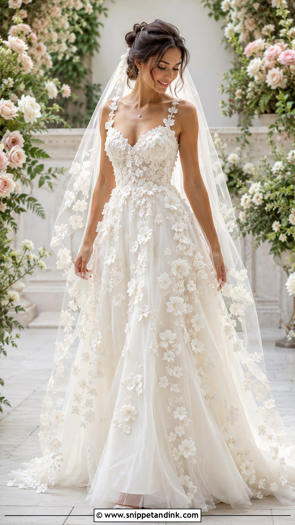 Floral Applique Wedding Dress - Snippet and Ink - 25 Fairycore Wedding Dress Ideas