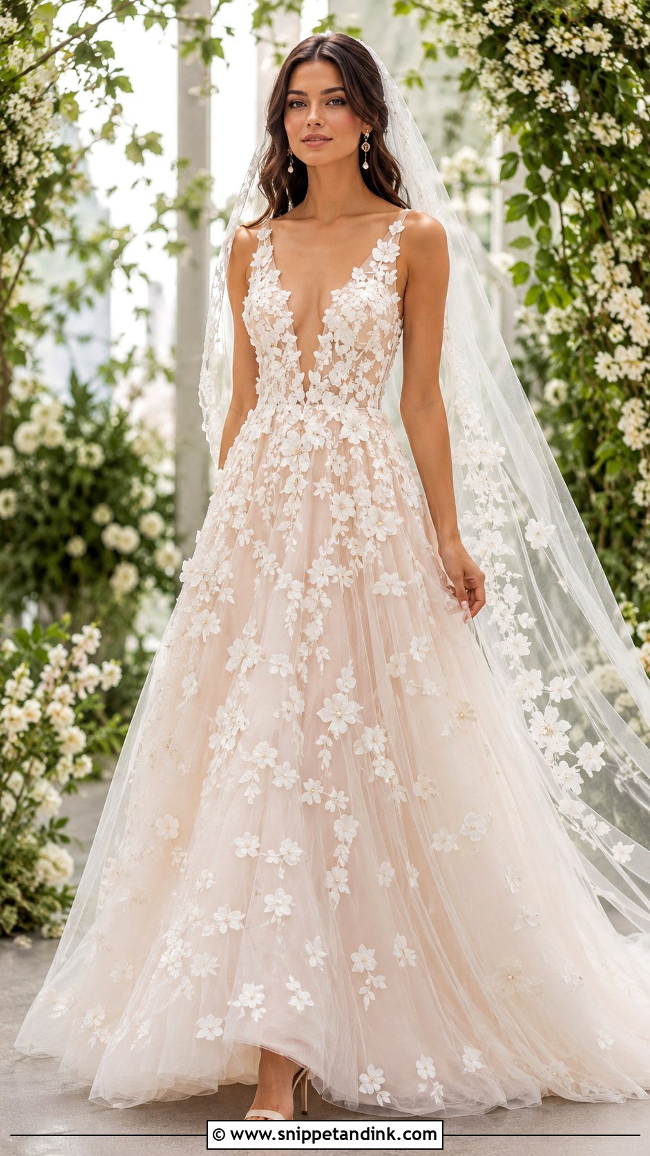 Floral Applique Wedding Dress - Snippet and Ink - 25 Flowy Romantic Wedding Dress Ideas