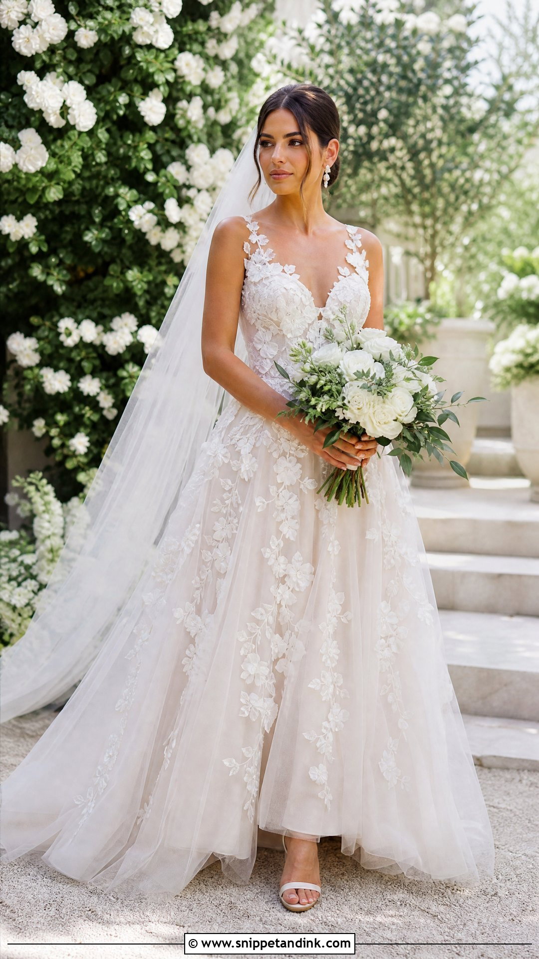 Floral Applique Wedding Dress - Snippet and Ink - 25 Romantic Classy Elegant Wedding Dress Ideas