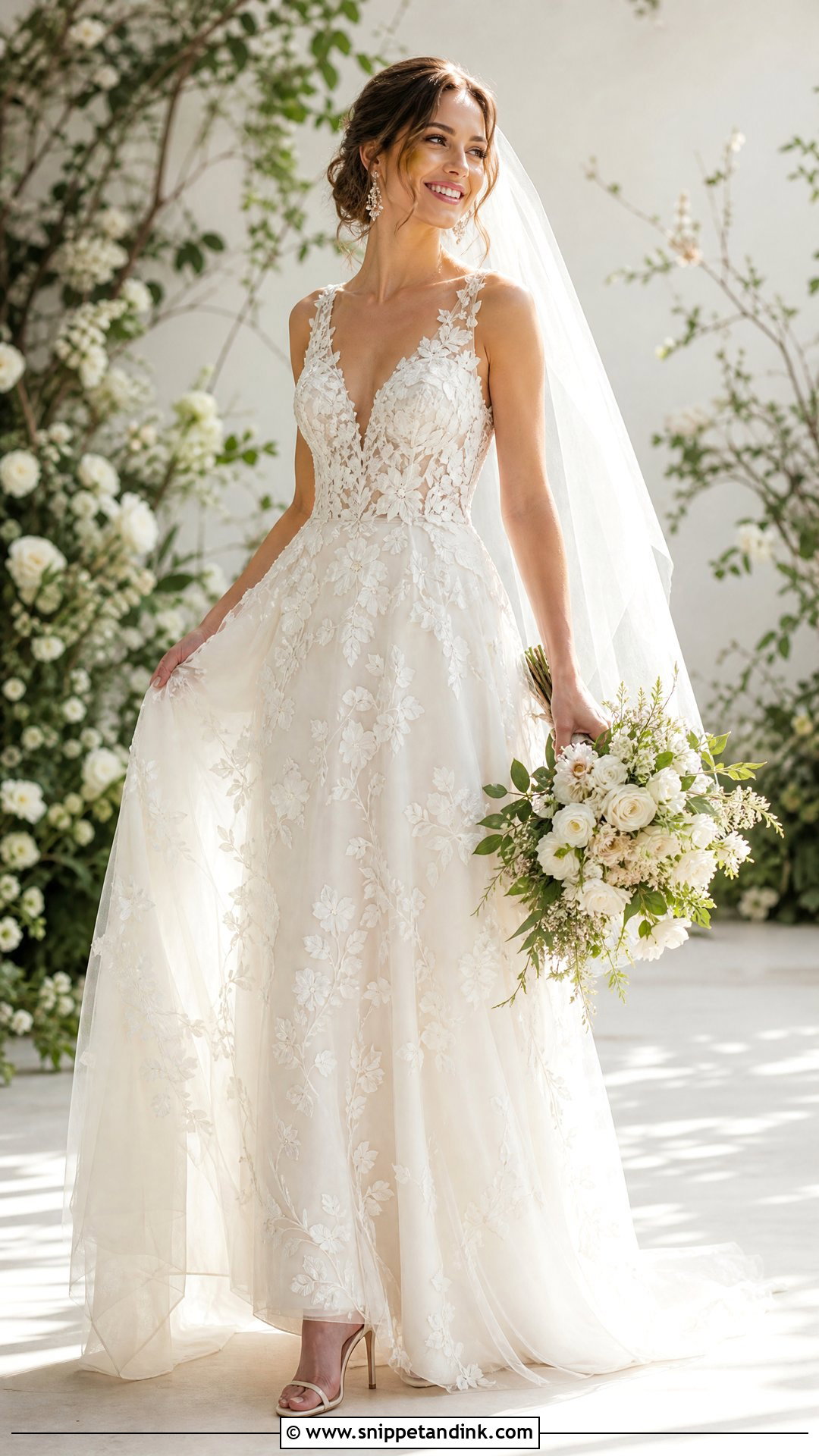 Floral Applique Wedding Dress - Snippet and Ink - 25 Sophisticated Wedding Dress Ideas
