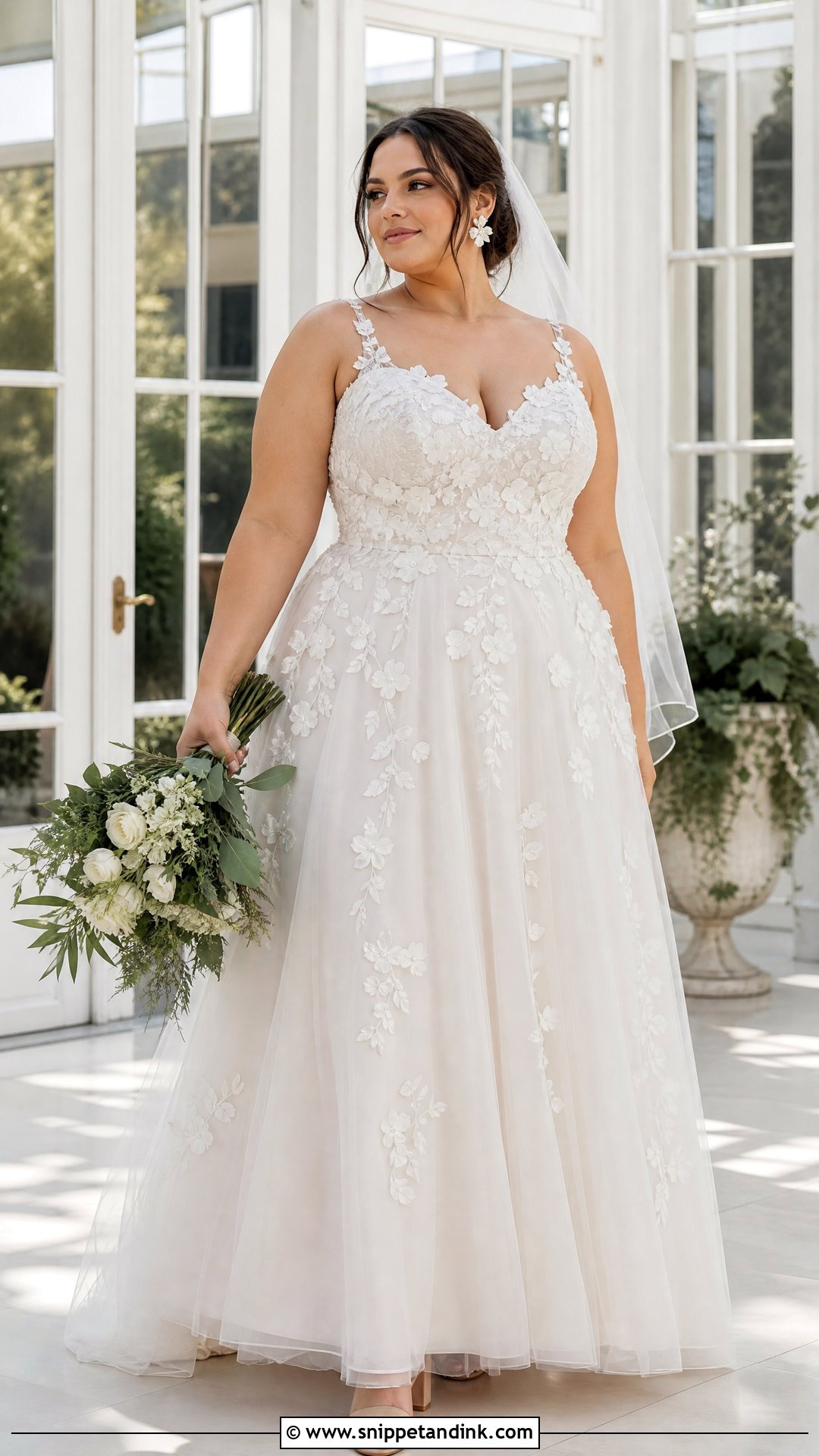 Floral Applique Wedding Dress - Snippet and Ink - 25 Wedding Dress Curvy Bride Ideas
