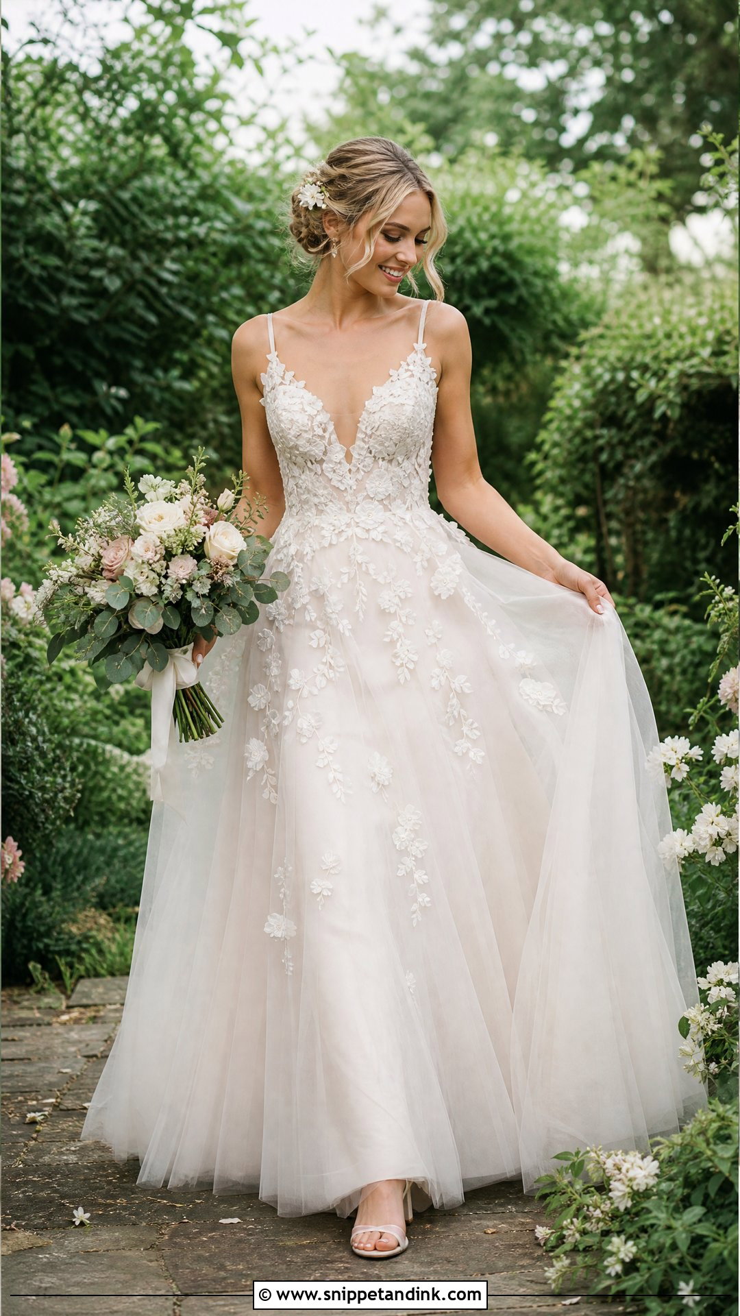 Floral Applique Wedding Dress - Snippet and Ink - 25 Wedding Dresses Inspiration