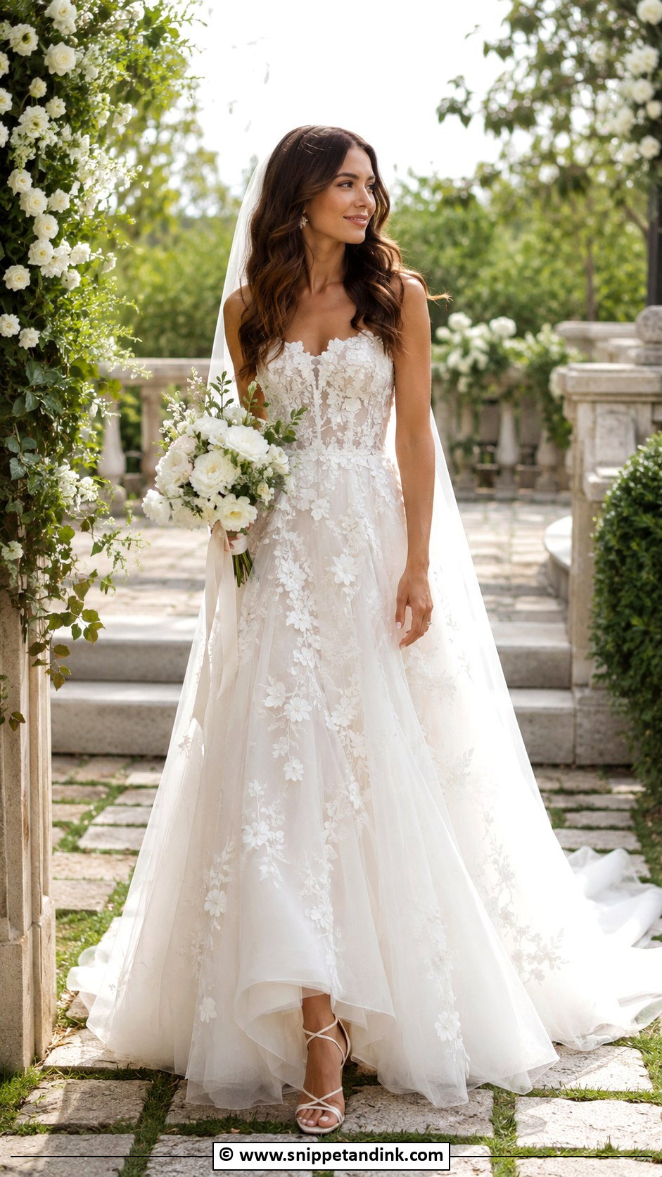 Floral Applique Wedding Dress - Snippet and Ink - 30 Bridal Dress Fashion Ideas