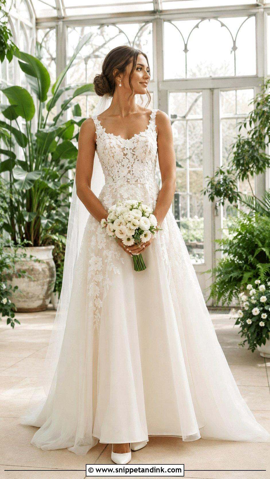 Floral Applique Wedding Dress - Snippet and Ink - 20 Classy Bride Dress Ideas