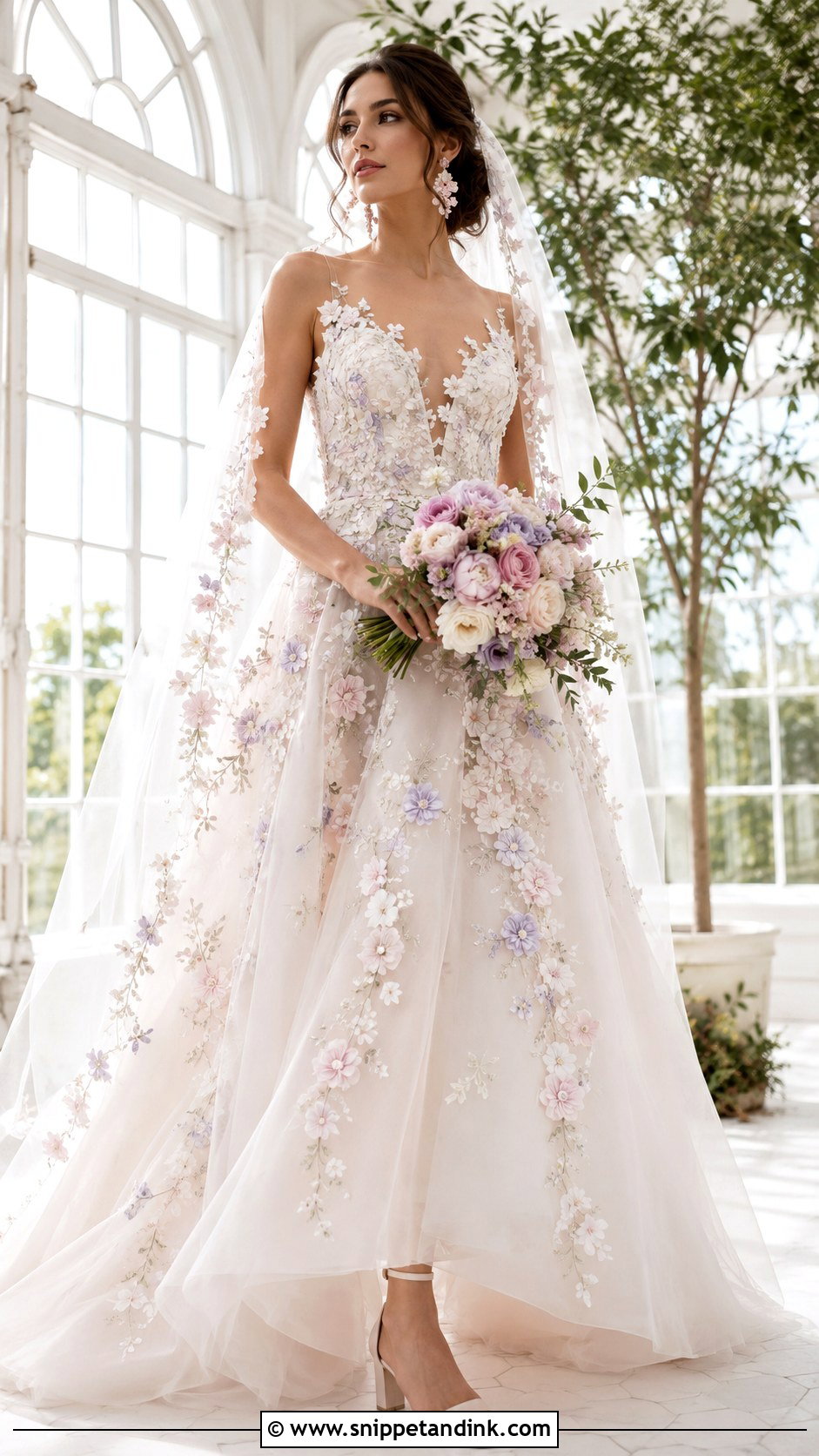 Floral Applique Wedding Dress - Snippet and Ink - 20 Fairytale Wedding Dress Enchanted Ideas