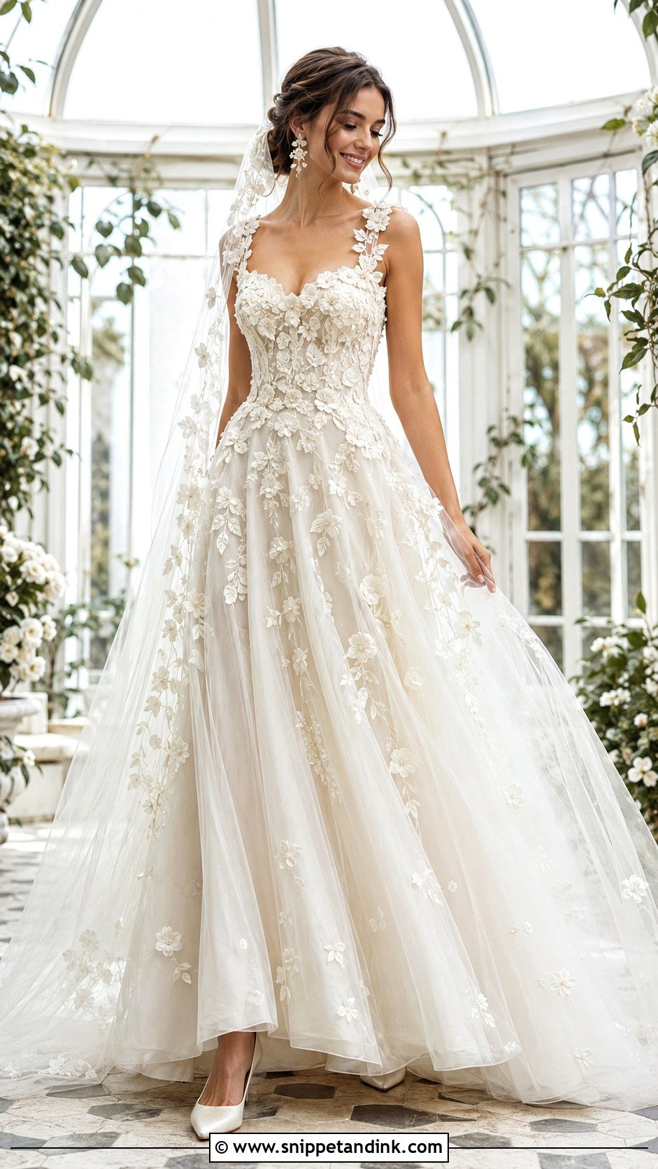 Floral Applique Wedding Dress - Snippet and Ink - 20 Glam Wedding Dresses