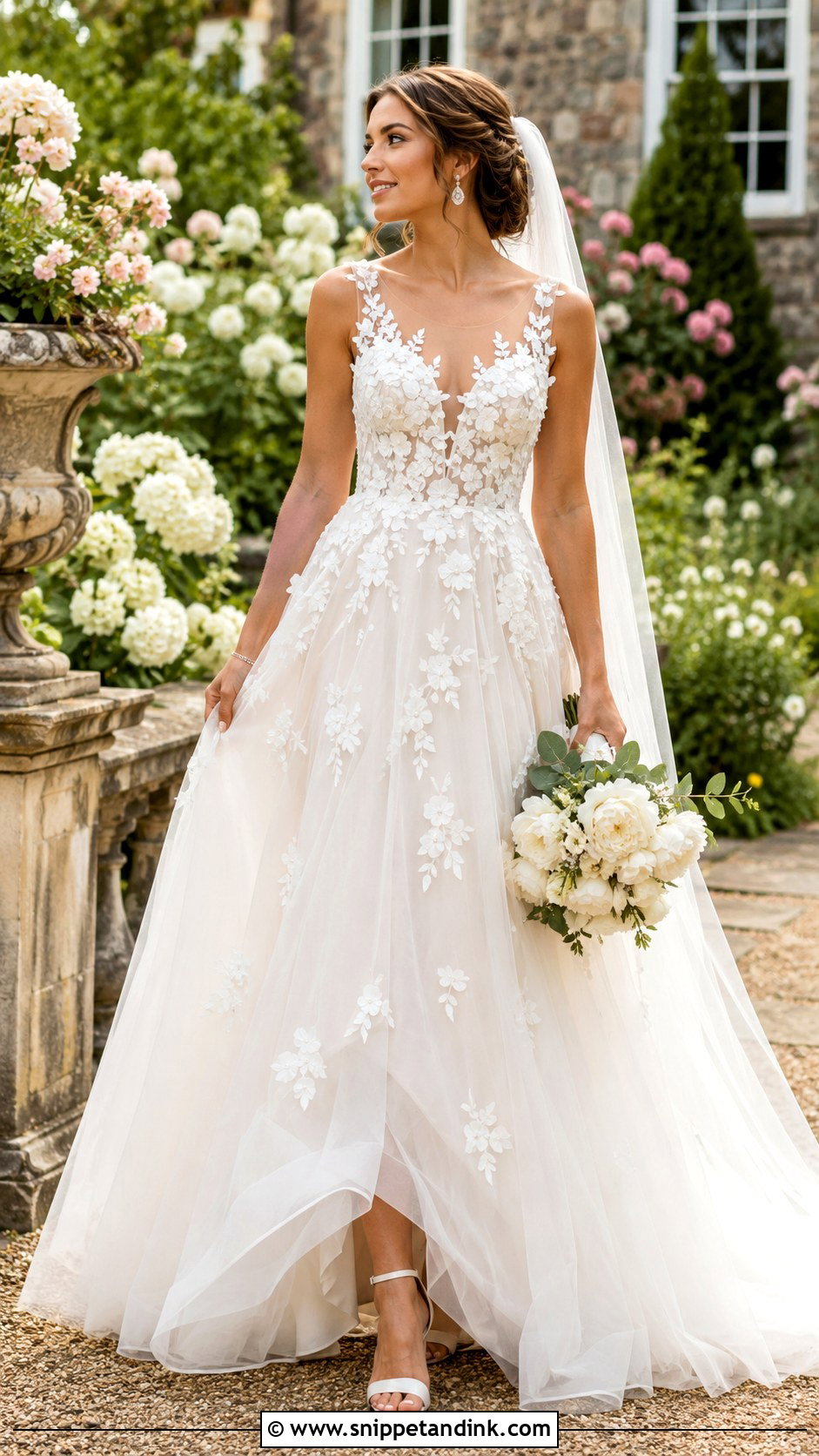 Floral Applique Wedding Dress - Snippet and Ink - 20 Italy Wedding Dresses
