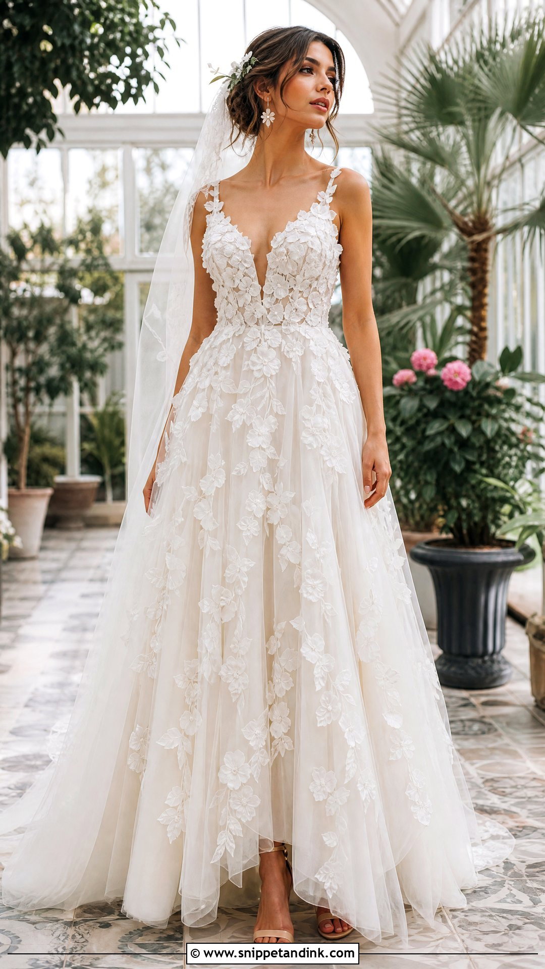 Floral Applique Wedding Dress - Snippet and Ink - 20 Romantic Dreamy Wedding Dress Ideas