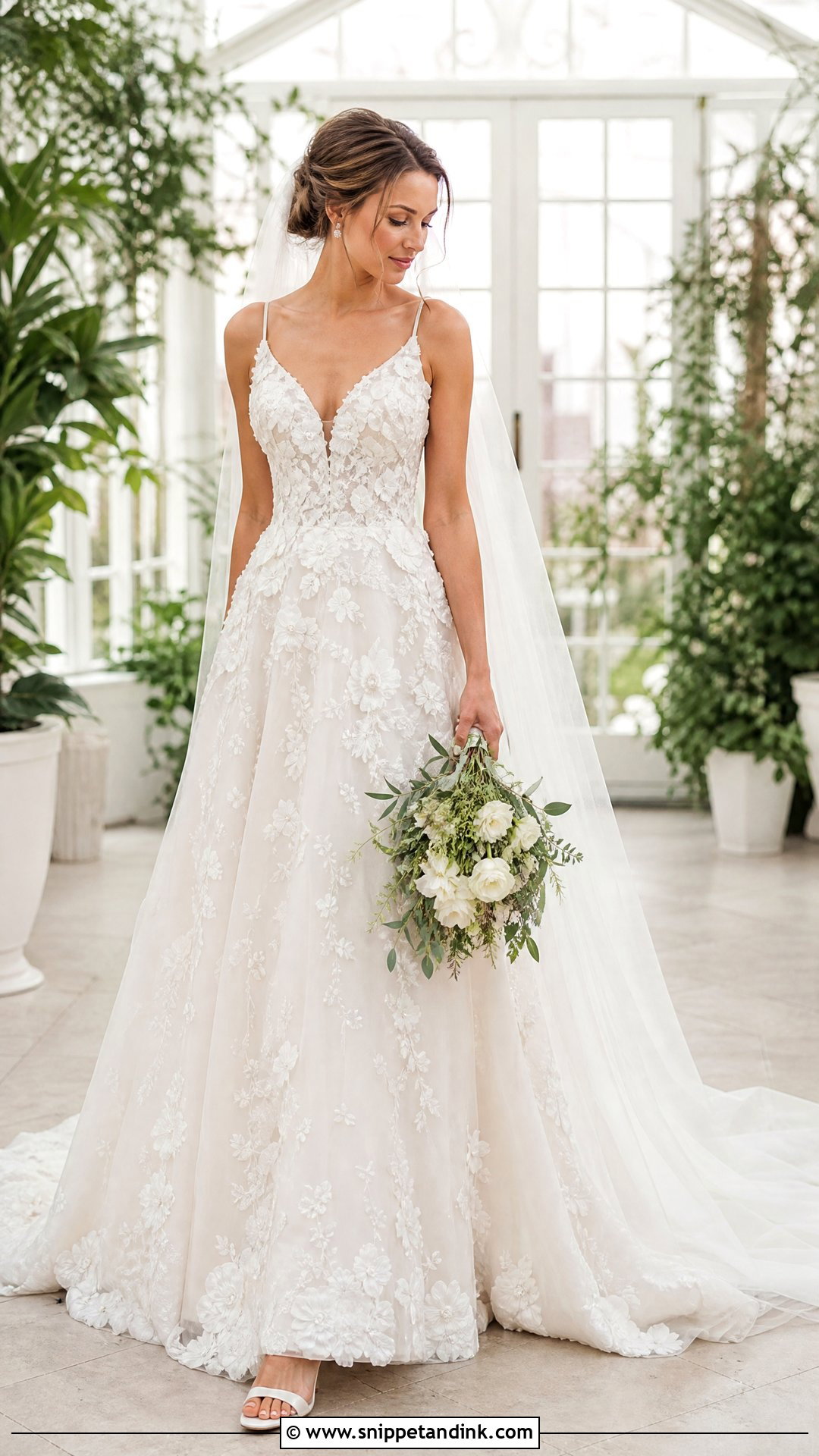 Floral Applique Wedding Dress - Snippet and Ink - 20 Said Yes to the Dress Ideas