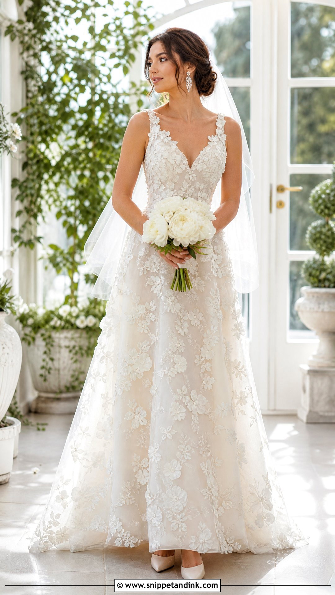 Floral Applique Wedding Dress - Snippet and Ink - 20 She Said Yes to the Dress Ideas