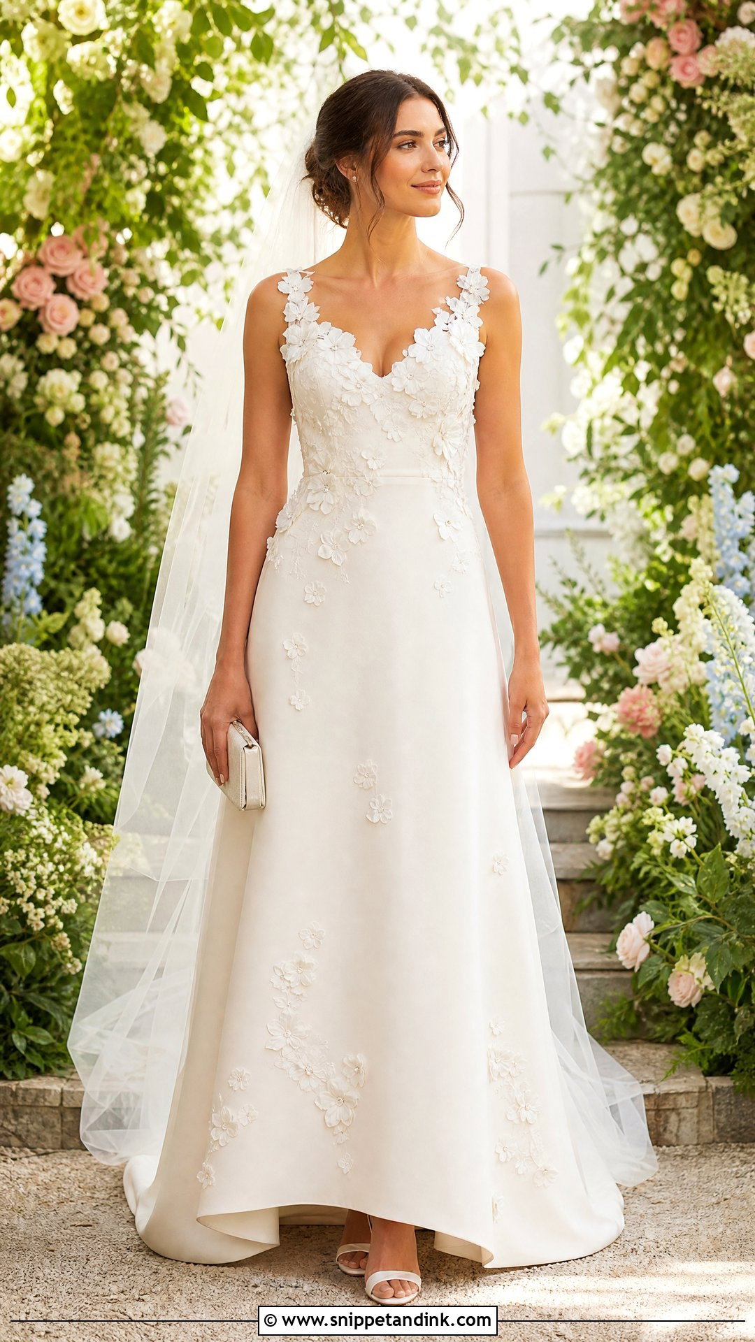 Floral Applique Wedding Dress - Snippet and Ink - 20 Simple Intimate Wedding Dress Ideas