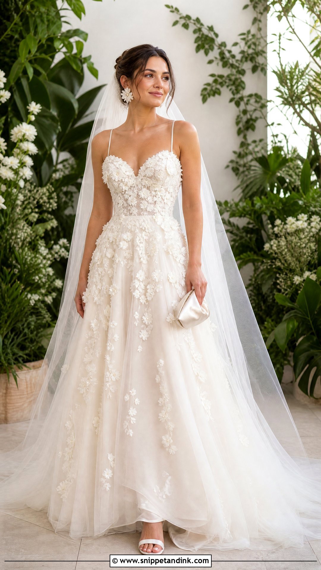 Floral Applique Wedding Dress - Snippet and Ink - 20 Small Bust Wedding Dress Ideas