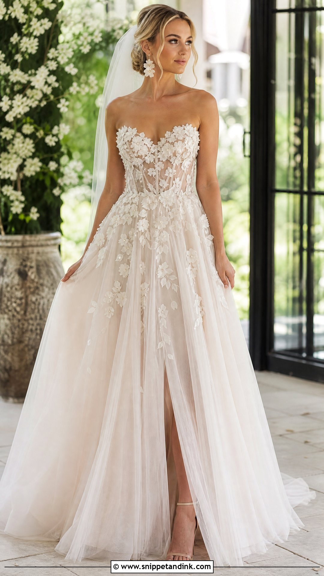 Floral Applique Wedding Dress - Snippet and Ink - 20 Small Bust Wedding Dresses