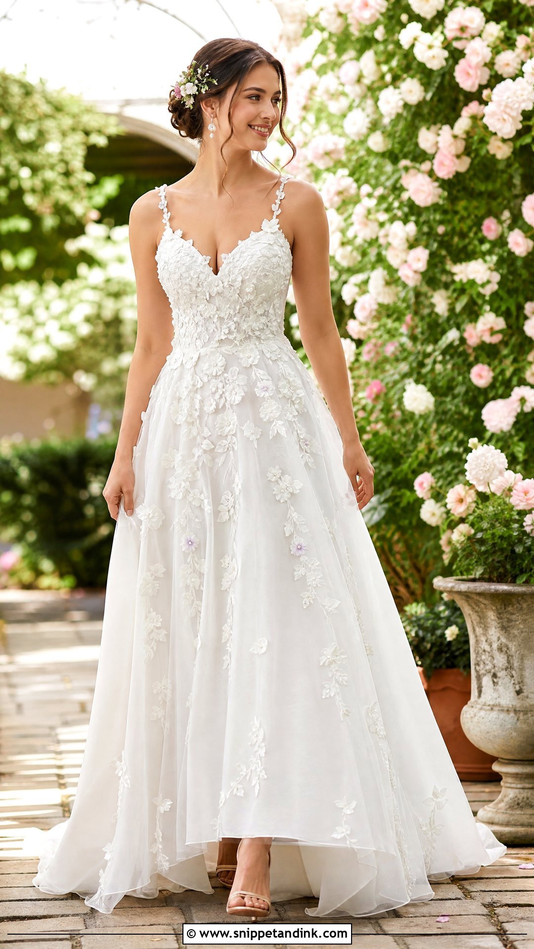 Floral Applique Wedding Dress Outfit - Snippet and Ink - 25 Wedding Day Outfit Ideas
