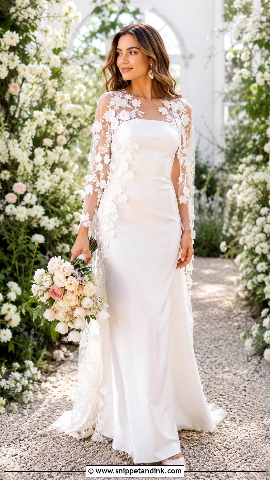 Floral Applique Wedding Dress Topper - Snippet and Ink - 30 Wedding Dress Topper Ideas