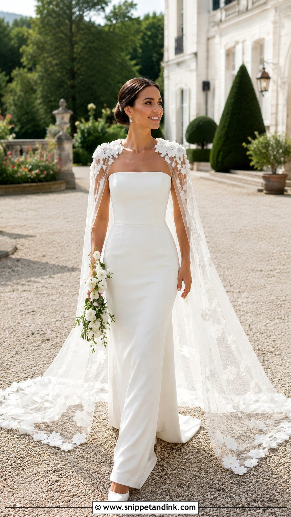 Floral Applique Wedding Dress With Cape - Snippet and Ink - 20 Floral Applique Wedding Dress Ideas