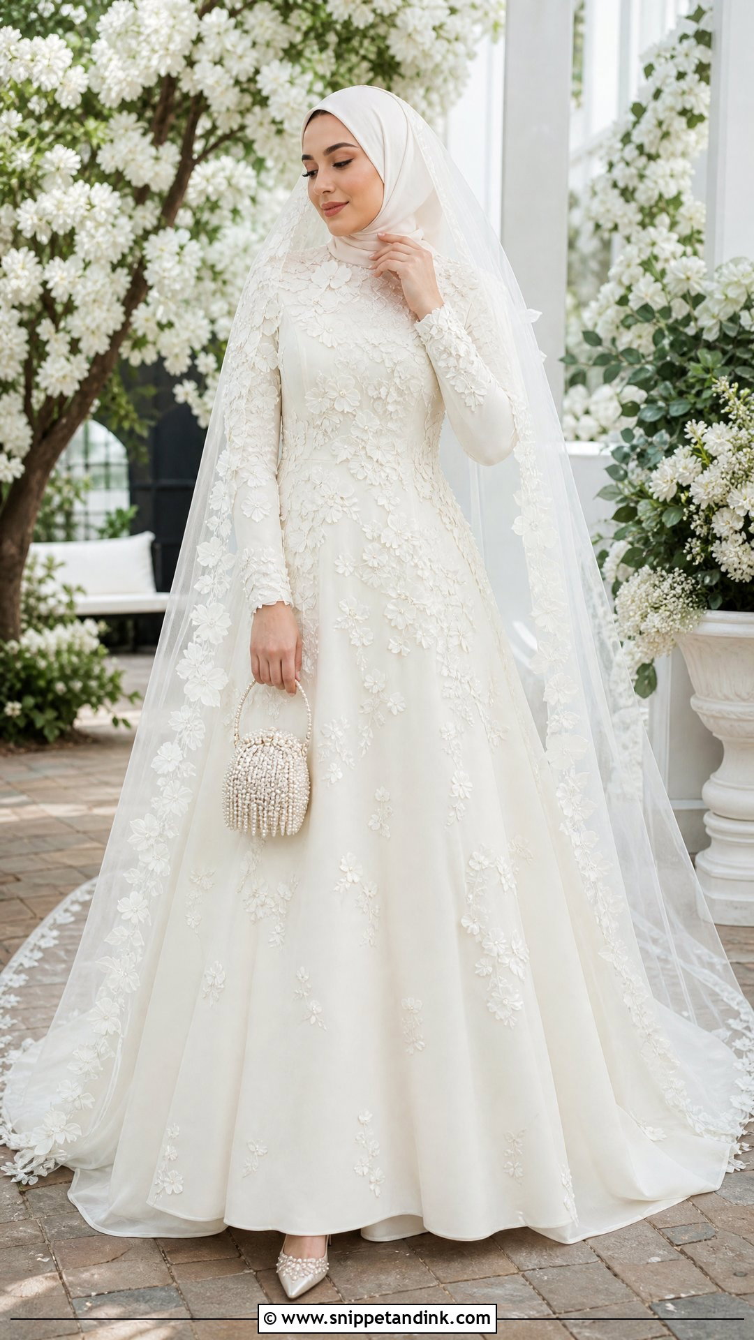 Floral Applique Wedding Dress With Hijab - Snippet and Ink - 20 Wedding Dresses with Hijab