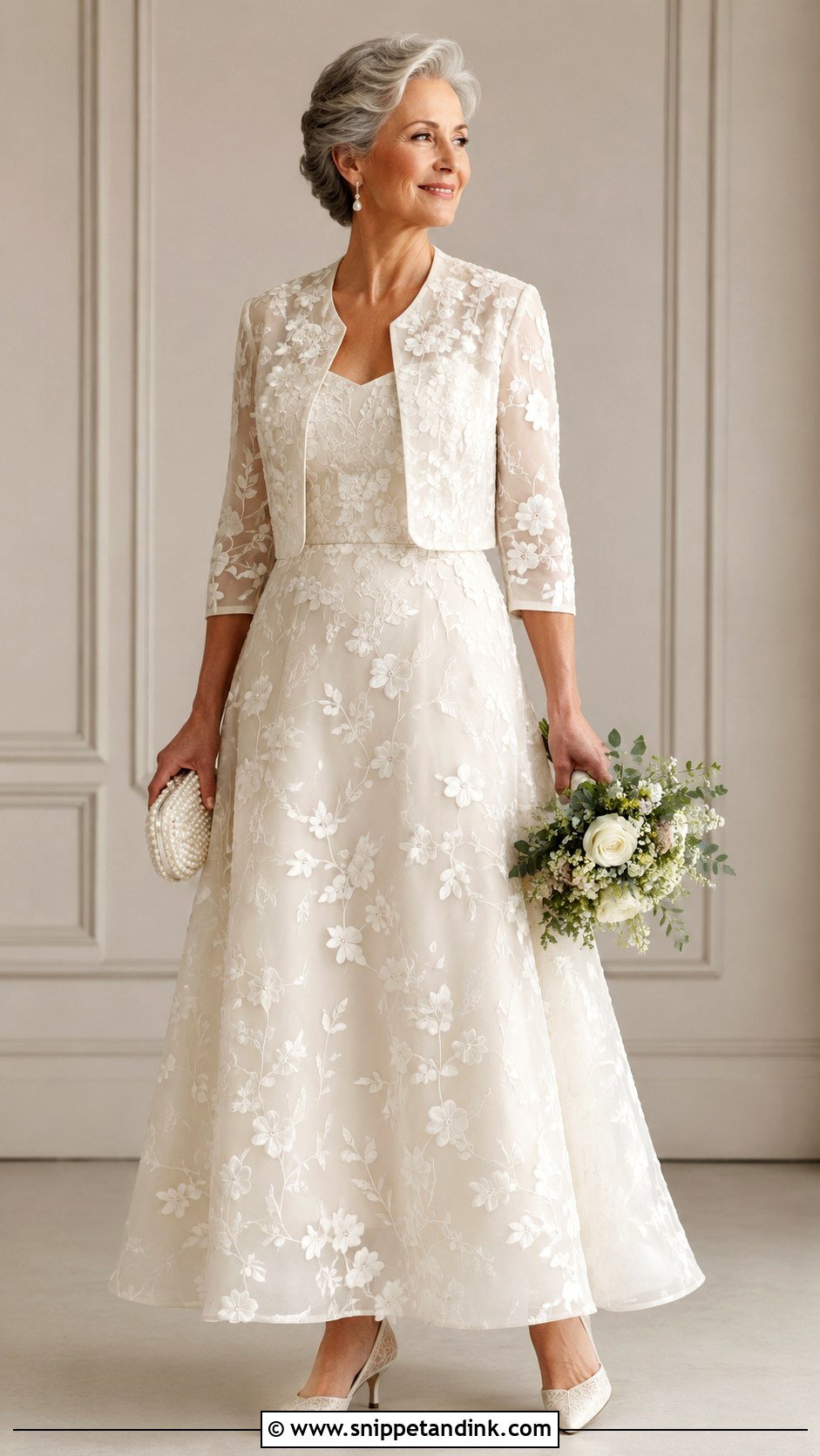 Floral Applique Wedding Dress With Jacket - Snippet and Ink - 20 2nd Marriage Wedding Dress Older Bride Ideas