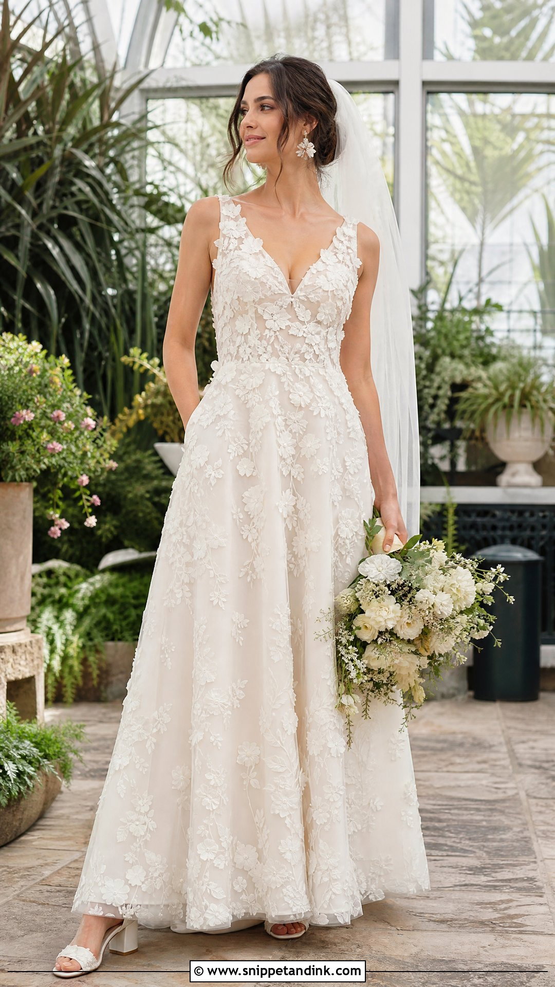 Floral Applique Wedding Dress With Pockets - Snippet and Ink - 20 Wedding Dresses with Pockets