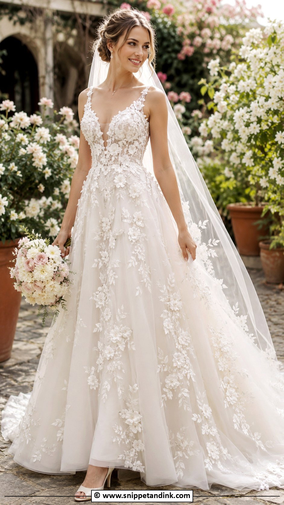 Floral Applique Wedding Gown - Snippet and Ink - 30 Couture Wedding Gowns