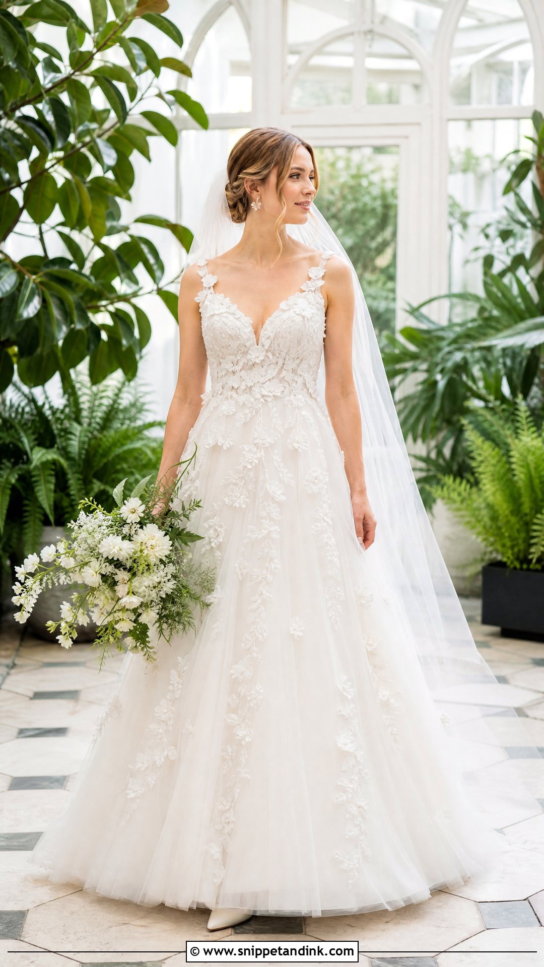 Floral Applique Wedding Gown - Snippet and Ink - 20 Wedding Gown Designs Brides