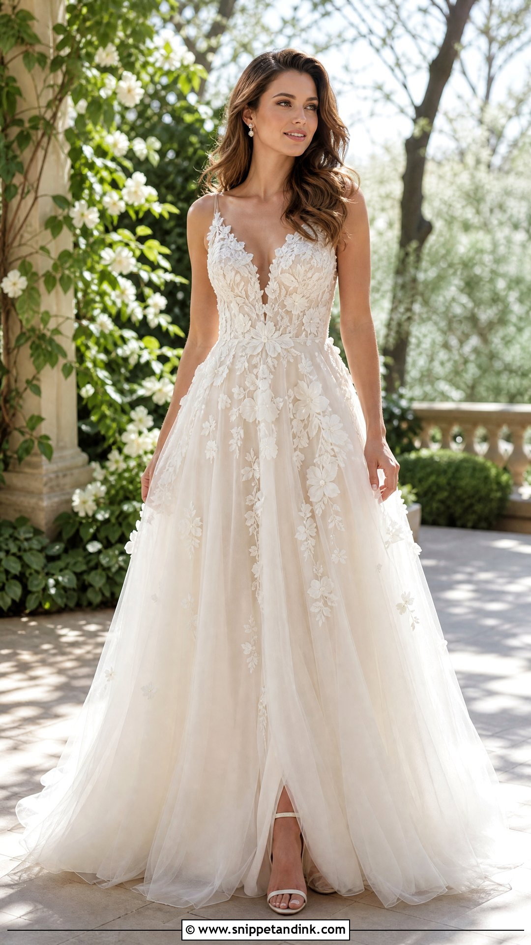 Floral Applique Wedding Gown - Snippet and Ink - 25 Elegant Wedding Gown Ideas