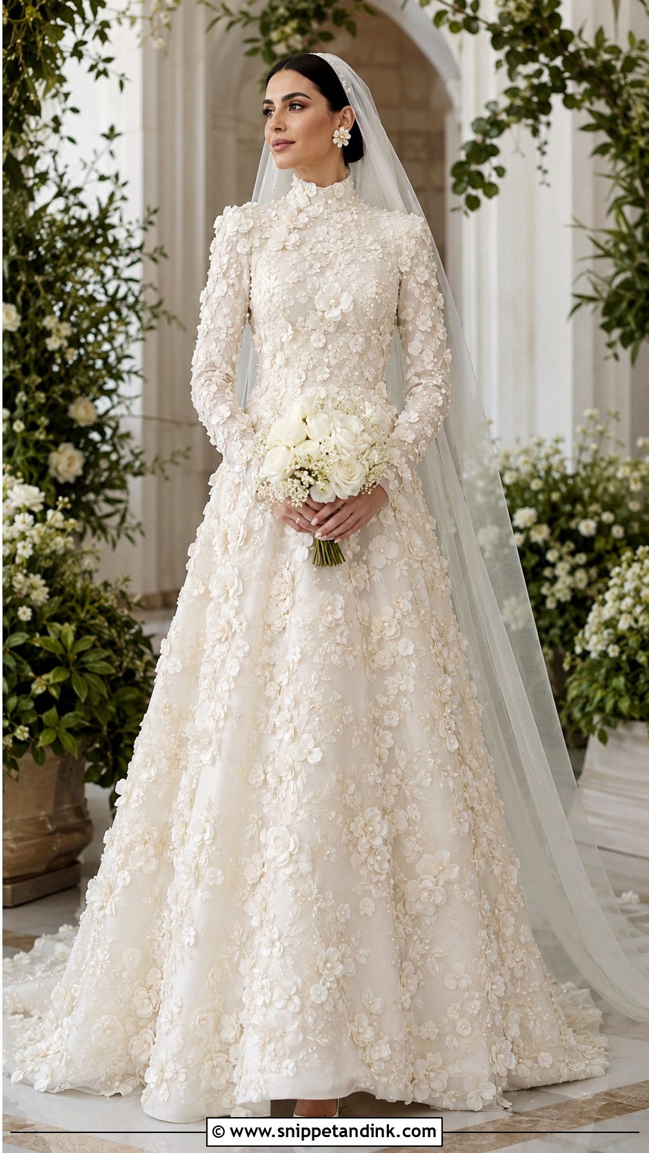 Floral Applique Wedding Gown - Snippet and Ink - 20 Middle Eastern Wedding Dress Ideas