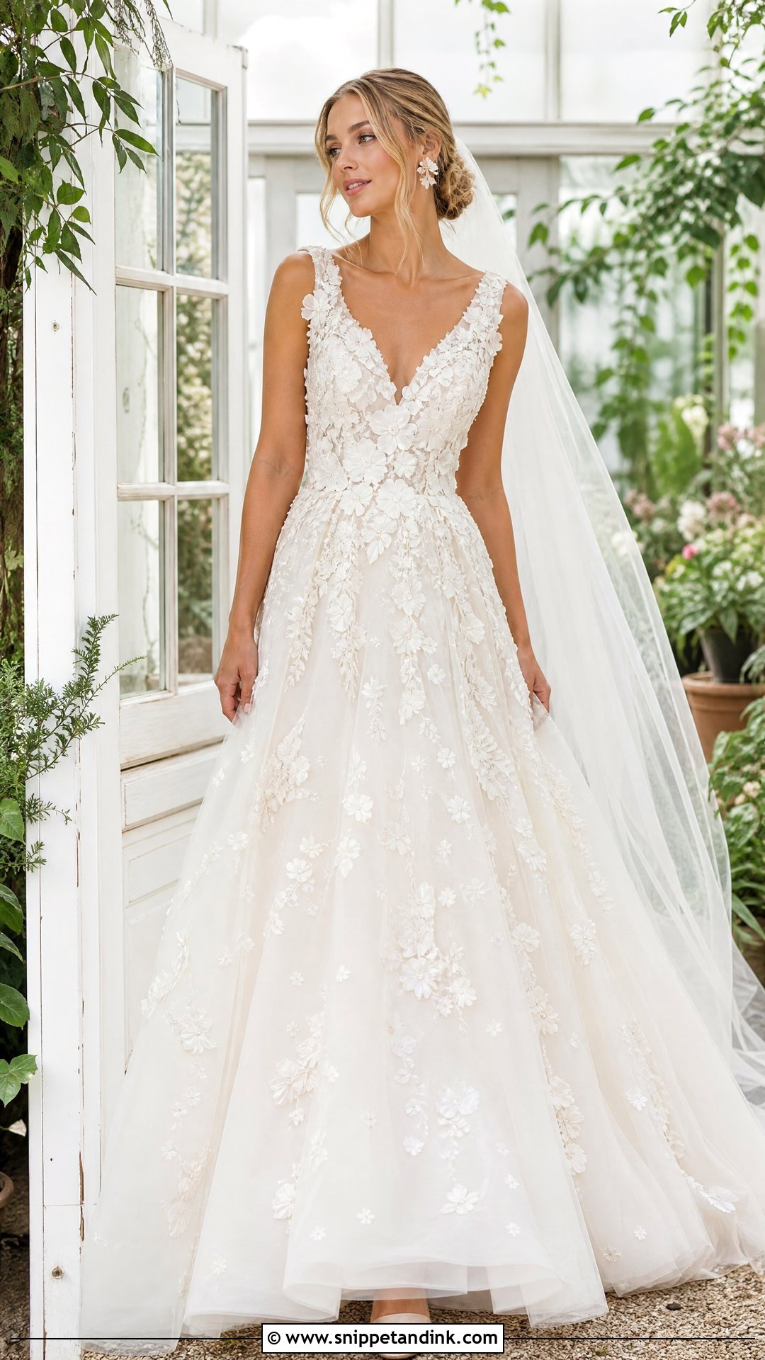 Floral Applique Wedding Gown - Snippet and Ink - 25 Dream Wedding Gown Ideas