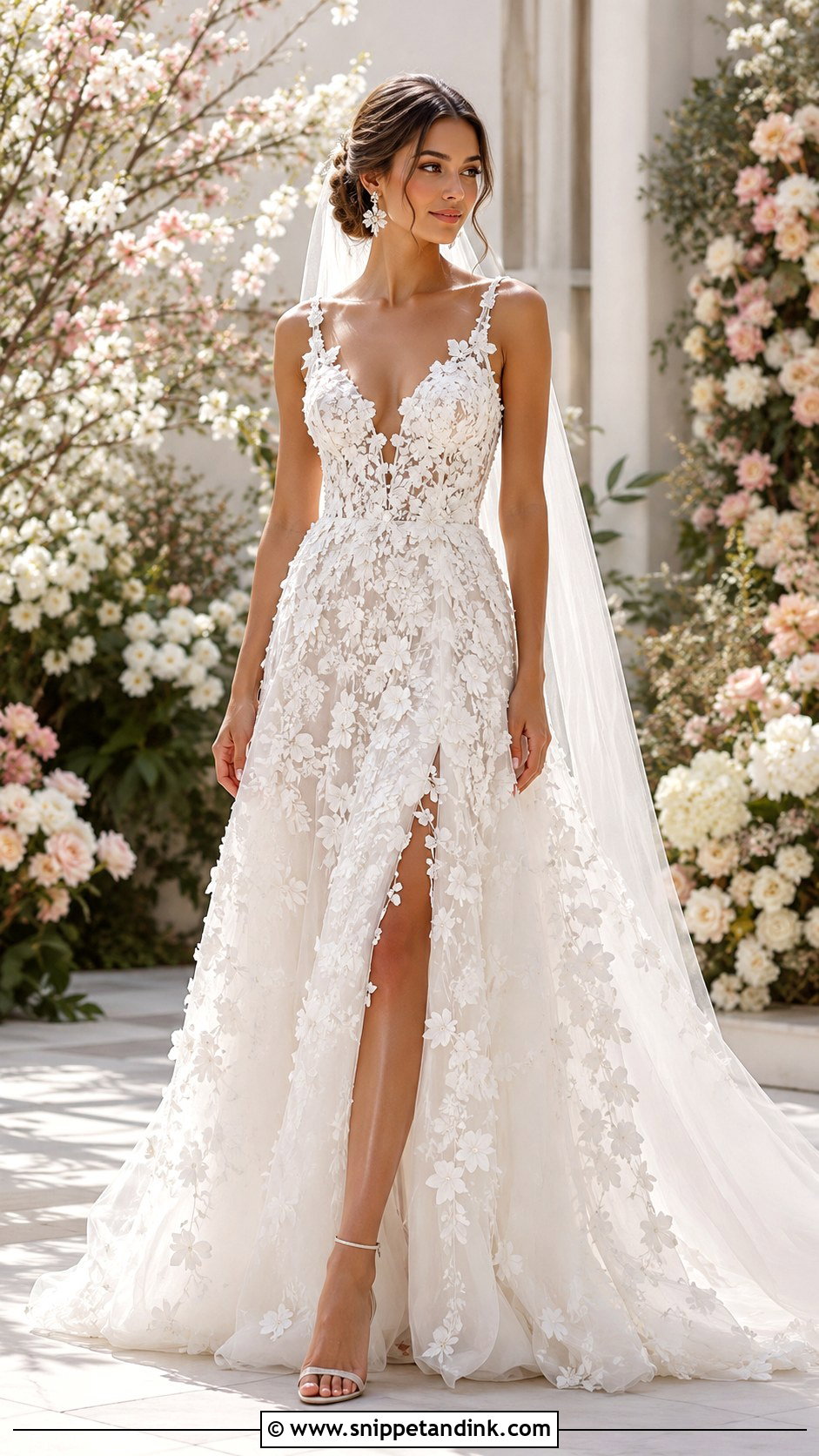 Floral Applique Wedding Gown - Snippet and Ink - 25 Wedding Gown Inspiration Ideas