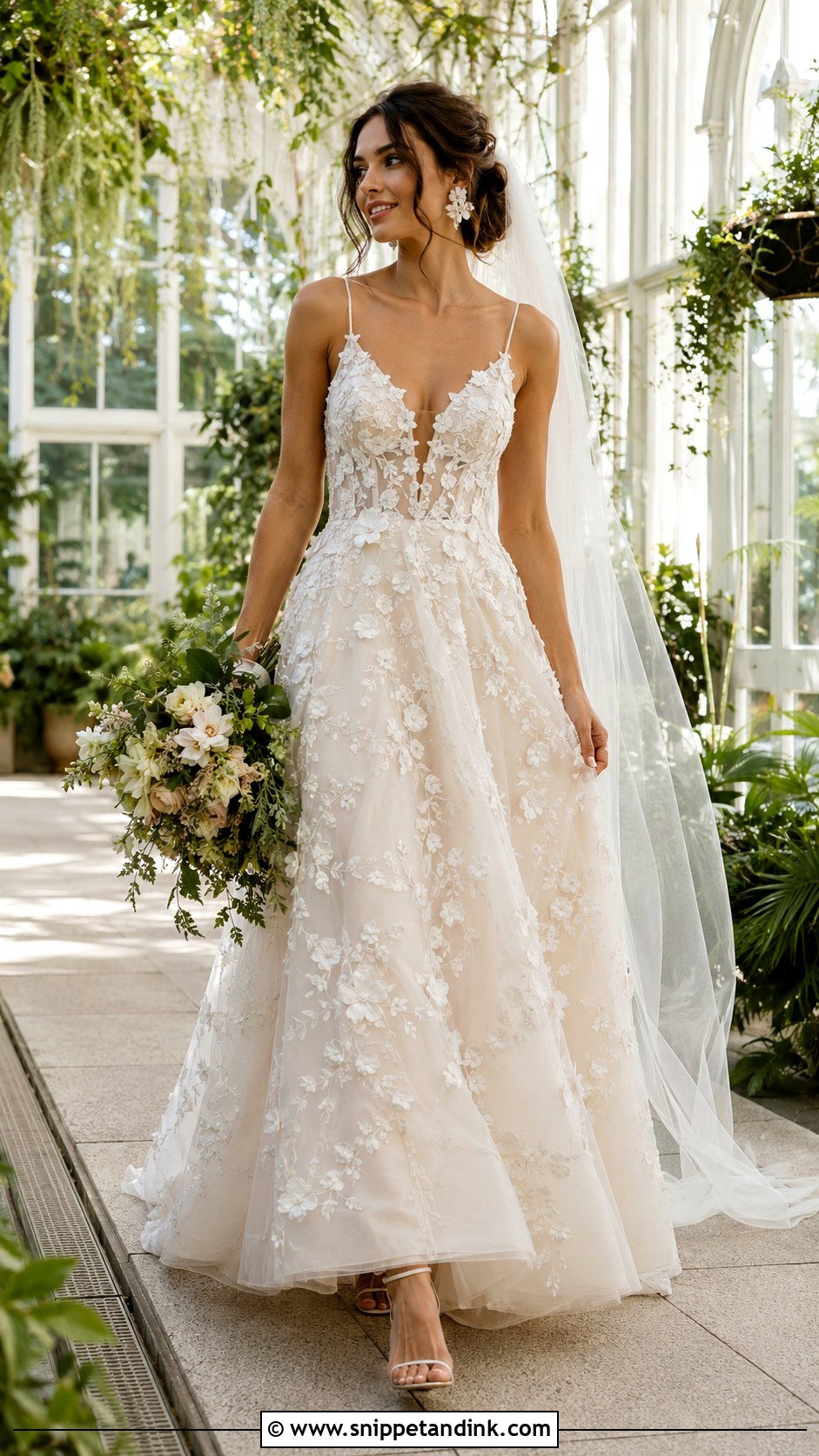 Floral Applique Wedding Gown - Snippet and Ink - 20 Brides Gown Ideas