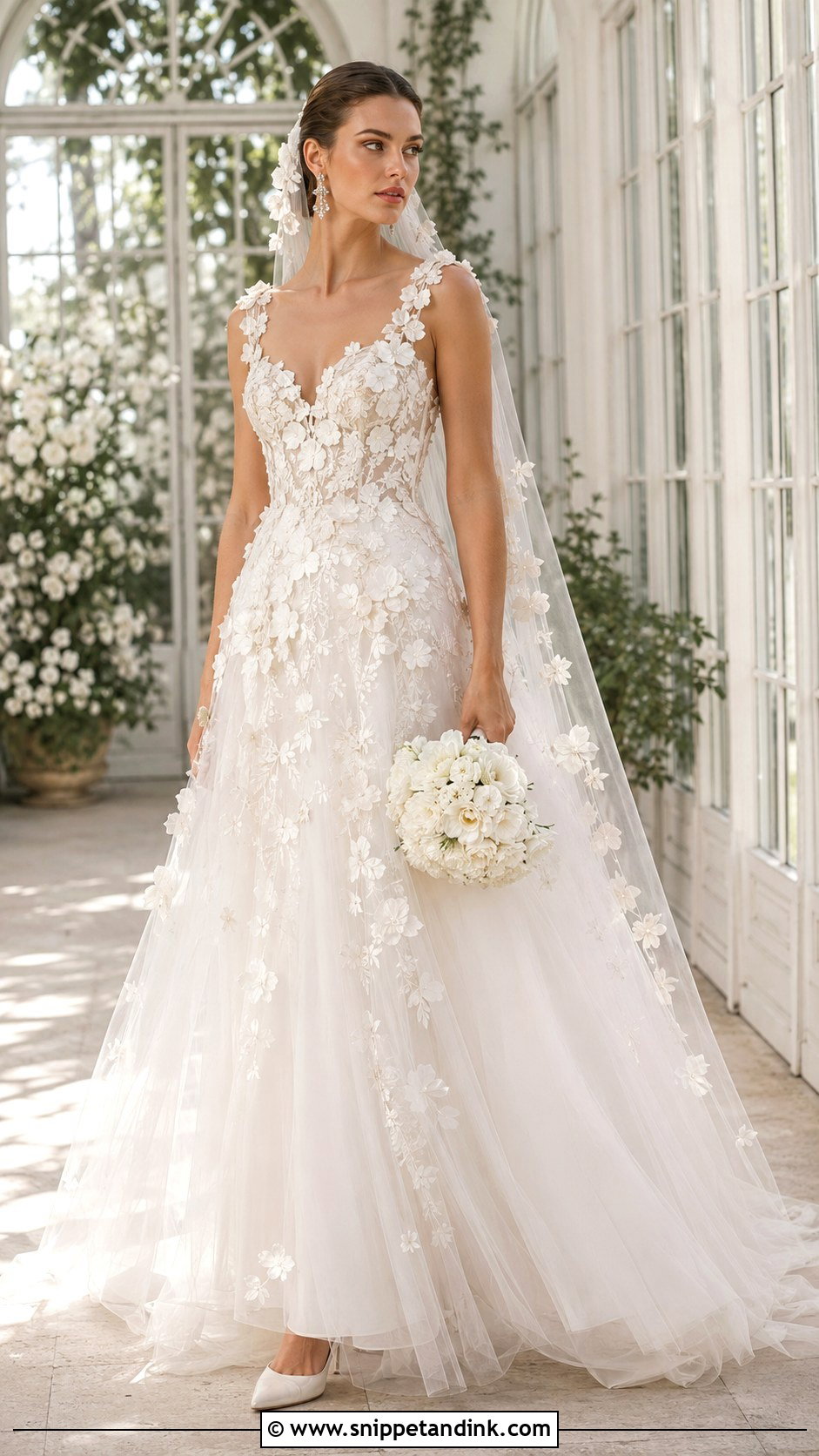 Floral Applique Wedding Gown - Snippet and Ink - 20 Haute Couture Wedding Gowns