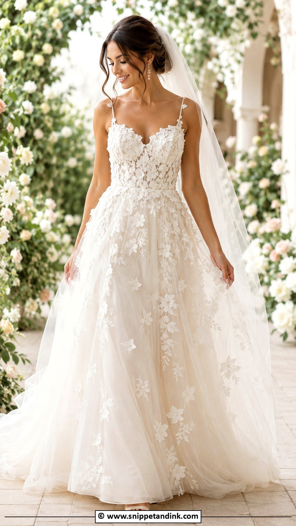 Floral Applique Wedding Gown - Snippet and Ink - 30 Classy Wedding Gown Ideas