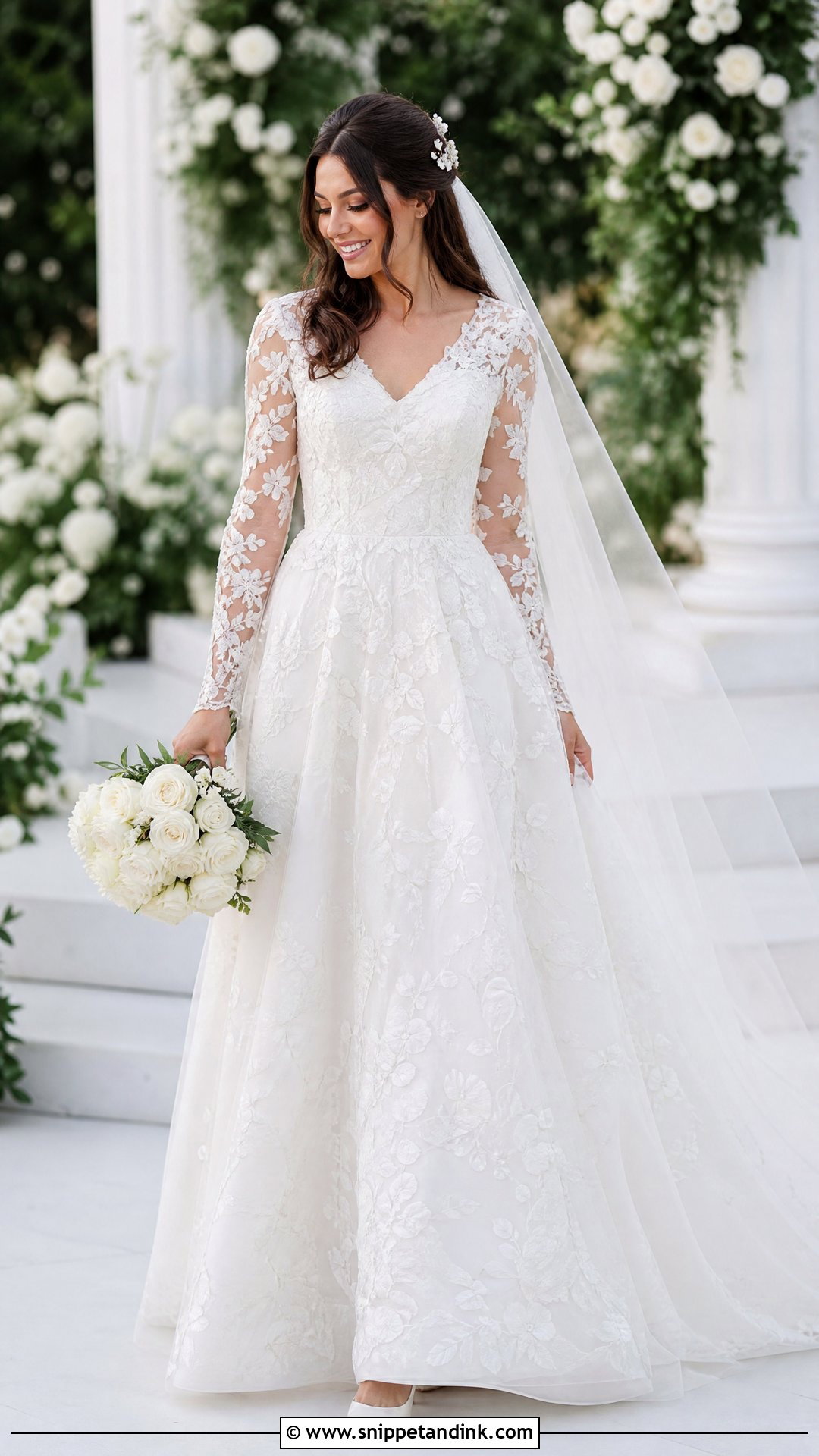 Floral Applique White Wedding Gown - Snippet and Ink - 20 White Wedding Gown Christian Brides Ideas