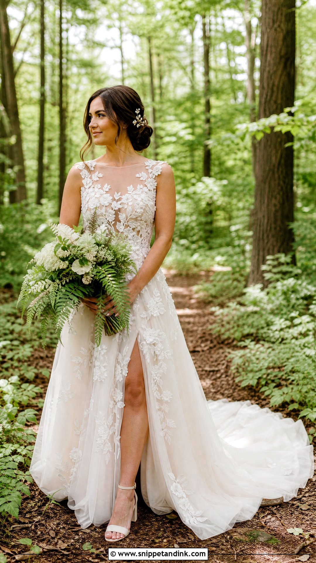 Floral Applique Woodland Wedding Dress - Snippet and Ink - 25 Woodland Wedding Dress Ideas