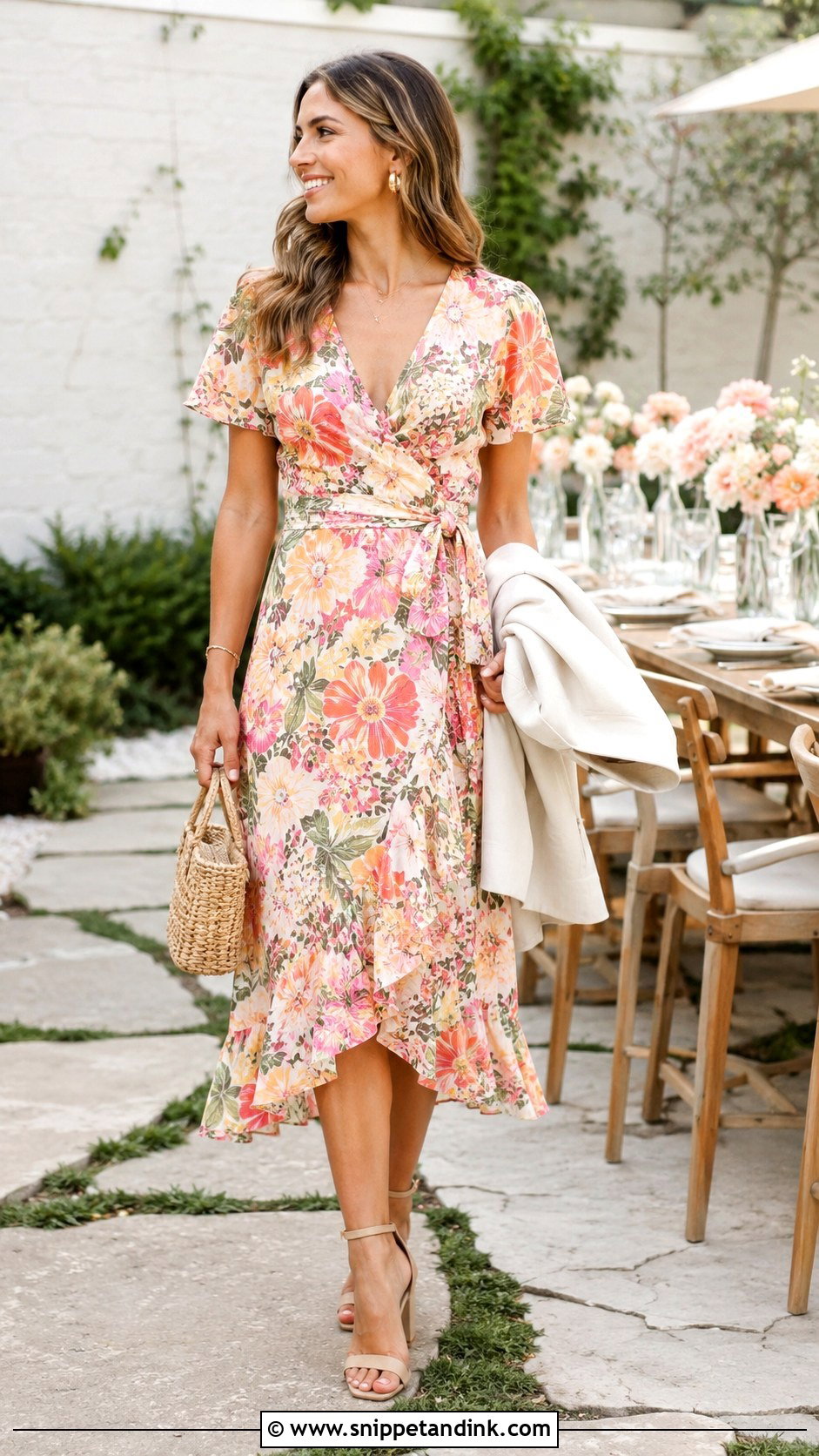 Floral Bachelorette Party Wrap Dress - Snippet and Ink - 20 Dresses for Bachelorette Party