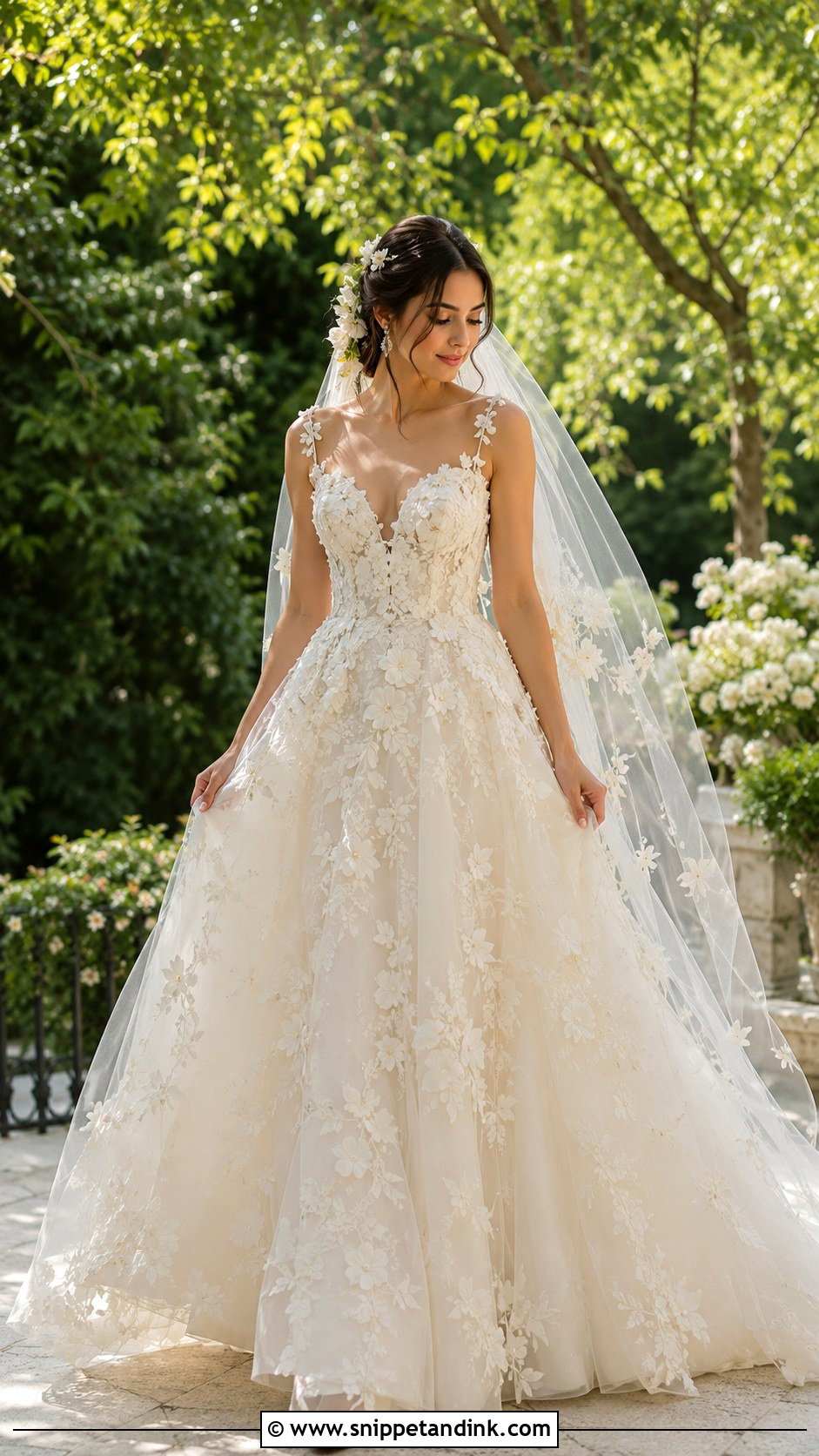 Floral Ballgown Wedding Dress - Snippet and Ink - 25 Elegant Wedding Dress Ballgown Fairytale Ideas