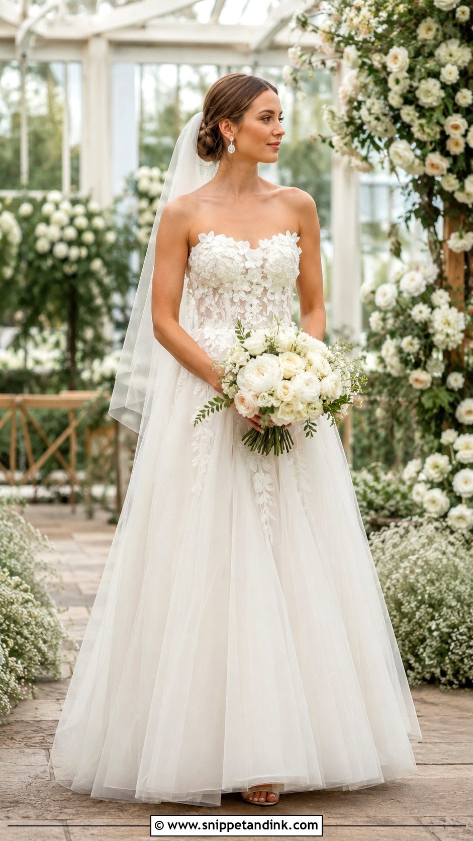 Floral Bandeau Wedding Dress - Snippet and Ink - 20 Bandeau Wedding Dress Ideas
