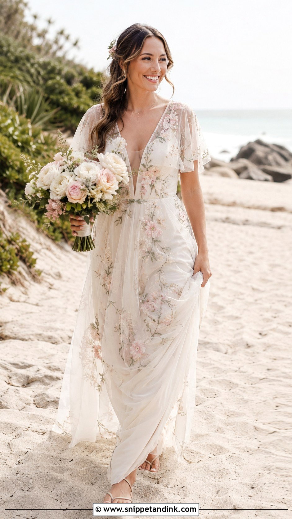 Floral Beach Elopement Dress - Snippet and Ink - 25 Beach Elopement Dress Ideas
