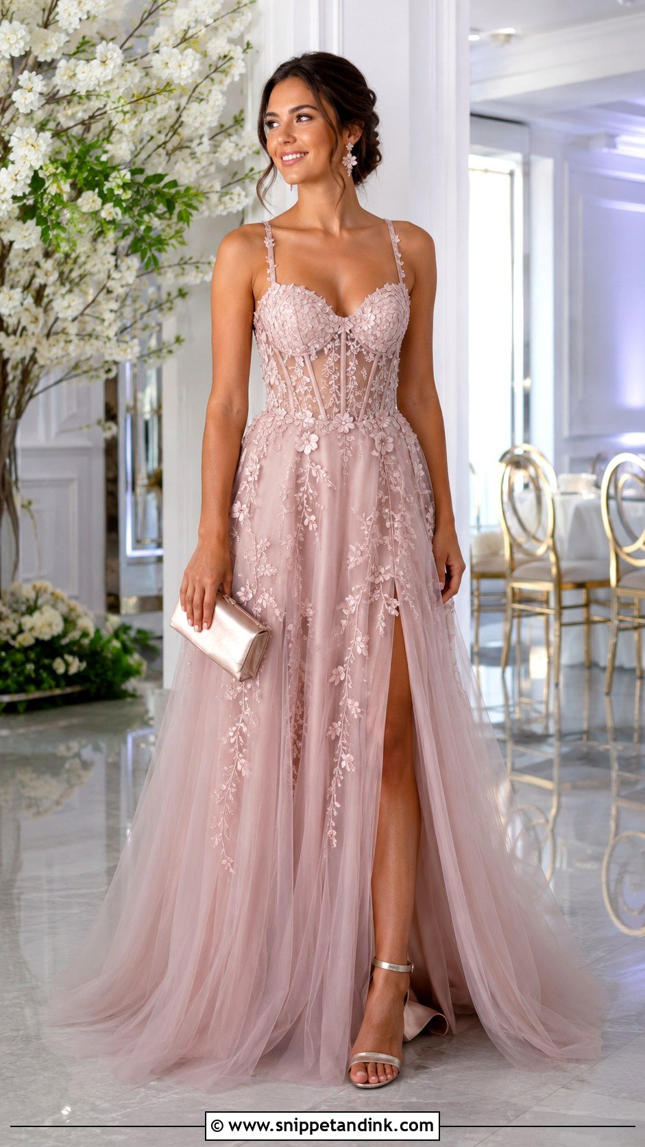 Floral Beaded Lace Corset Gown - Snippet and Ink - 20 Beaded Lace Gown Ideas